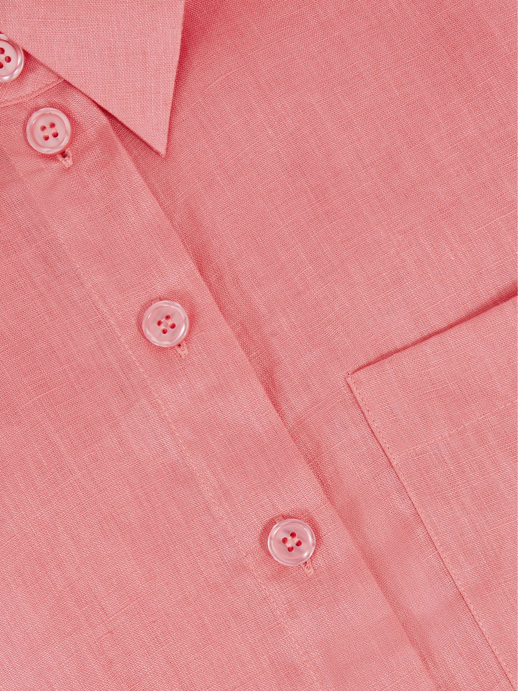 Oversize Linen Cropped Shirt in Pink - image 5
