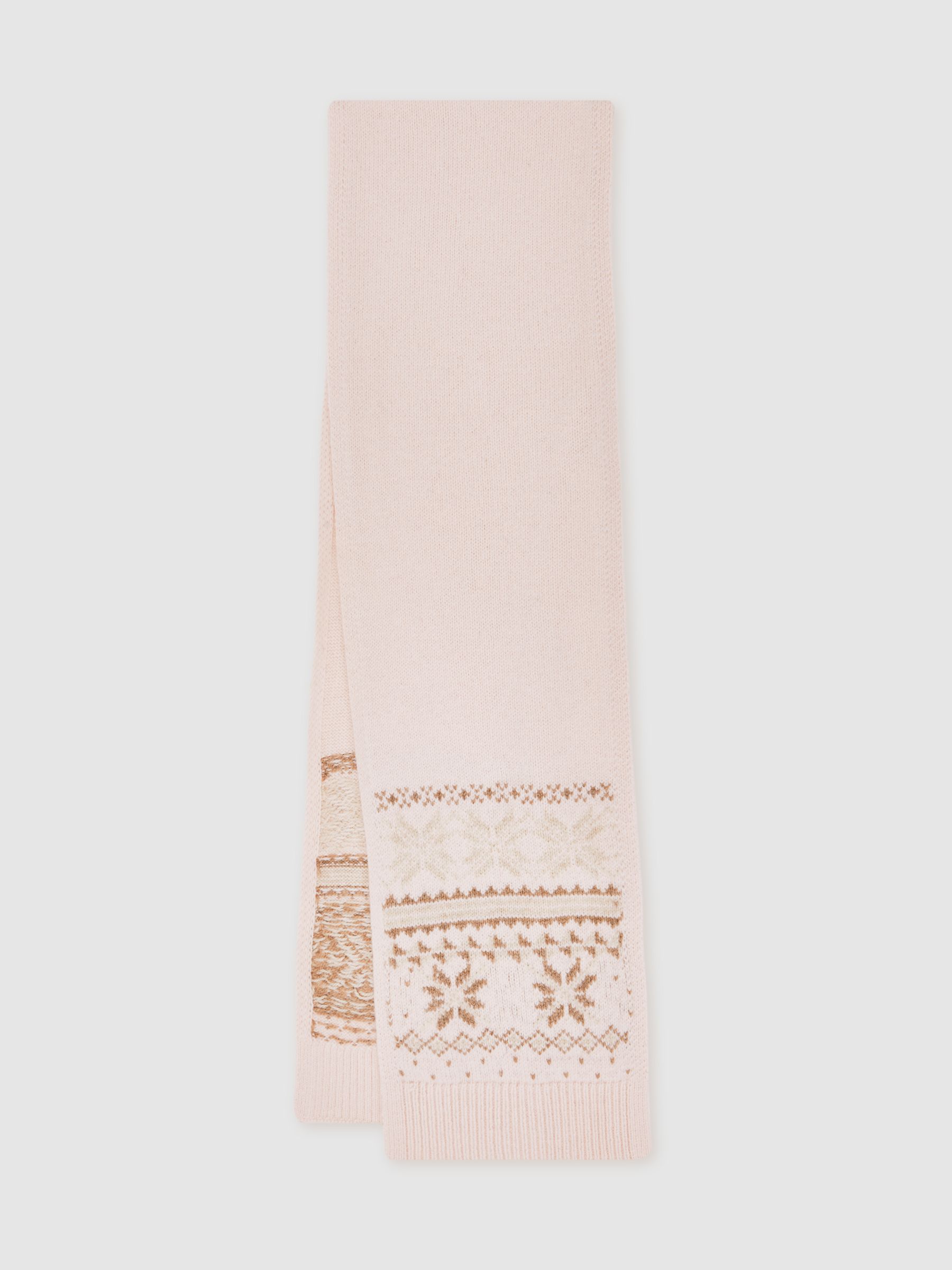 Junior Fair Isle Hat And Scarf Set With Wool in Ecru - Image 5 of 6