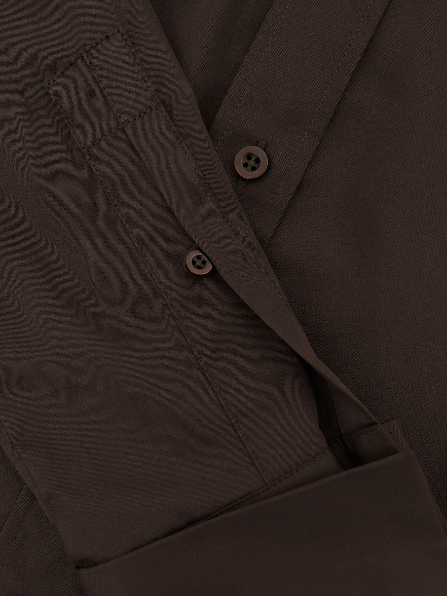 Cotton-Sateen Folded-Cuff Shirt in Chocolate Brown - image 3