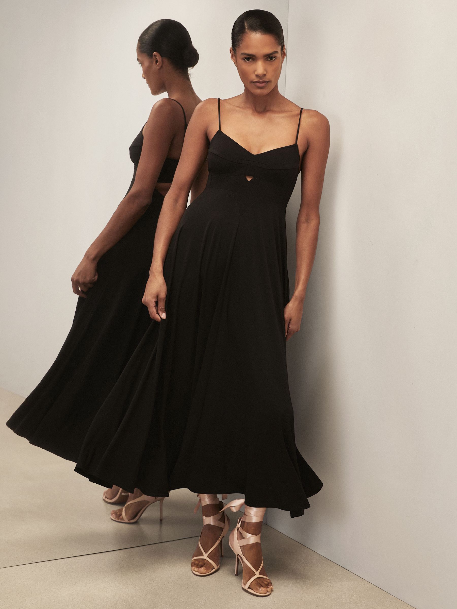 Reiss | Royal Ballet Bustier Midi Dress in Black - Image 1 of 6