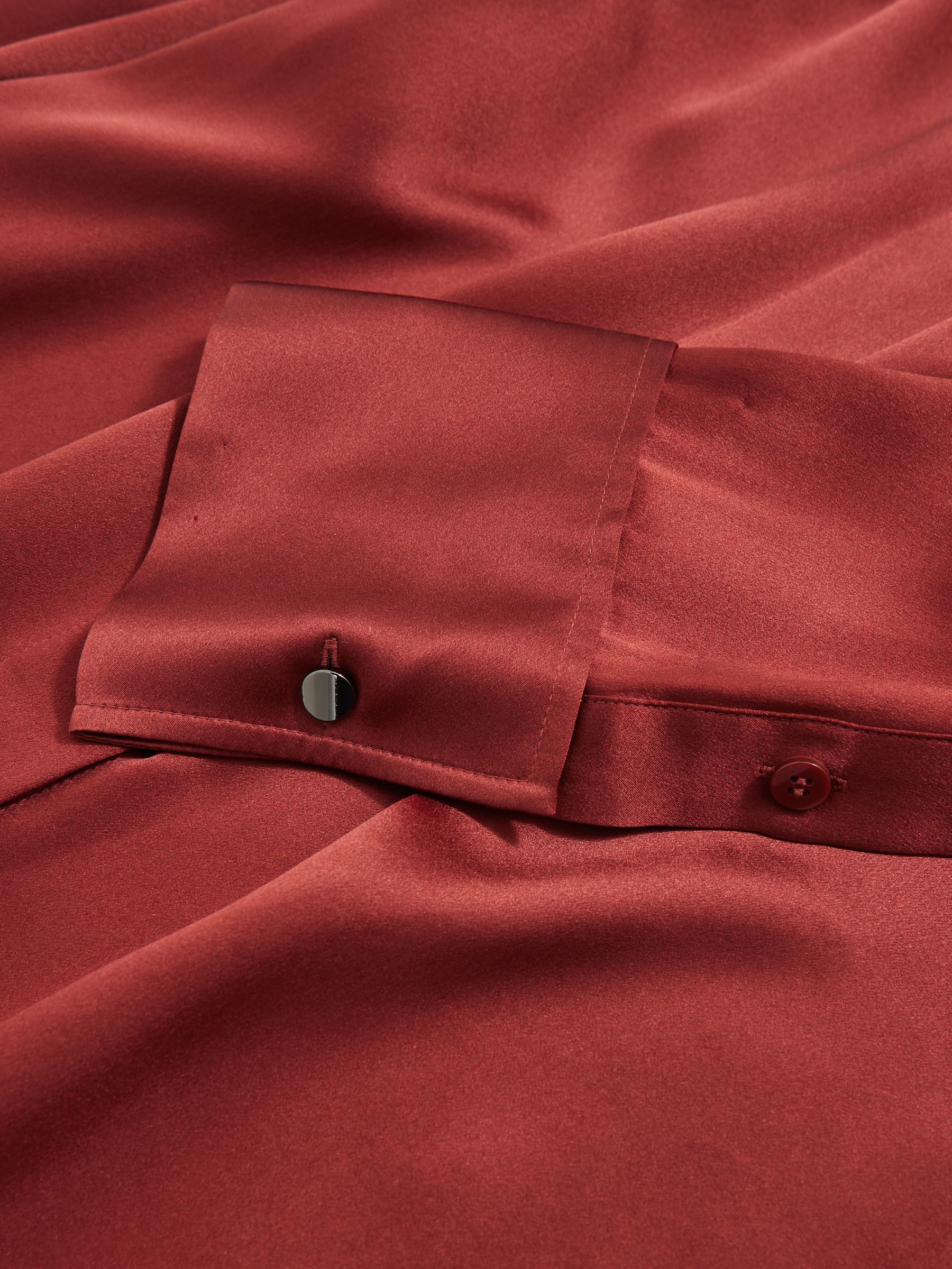 Silk-Satin Concealed-Placket Shirt in Dark Red - image 3