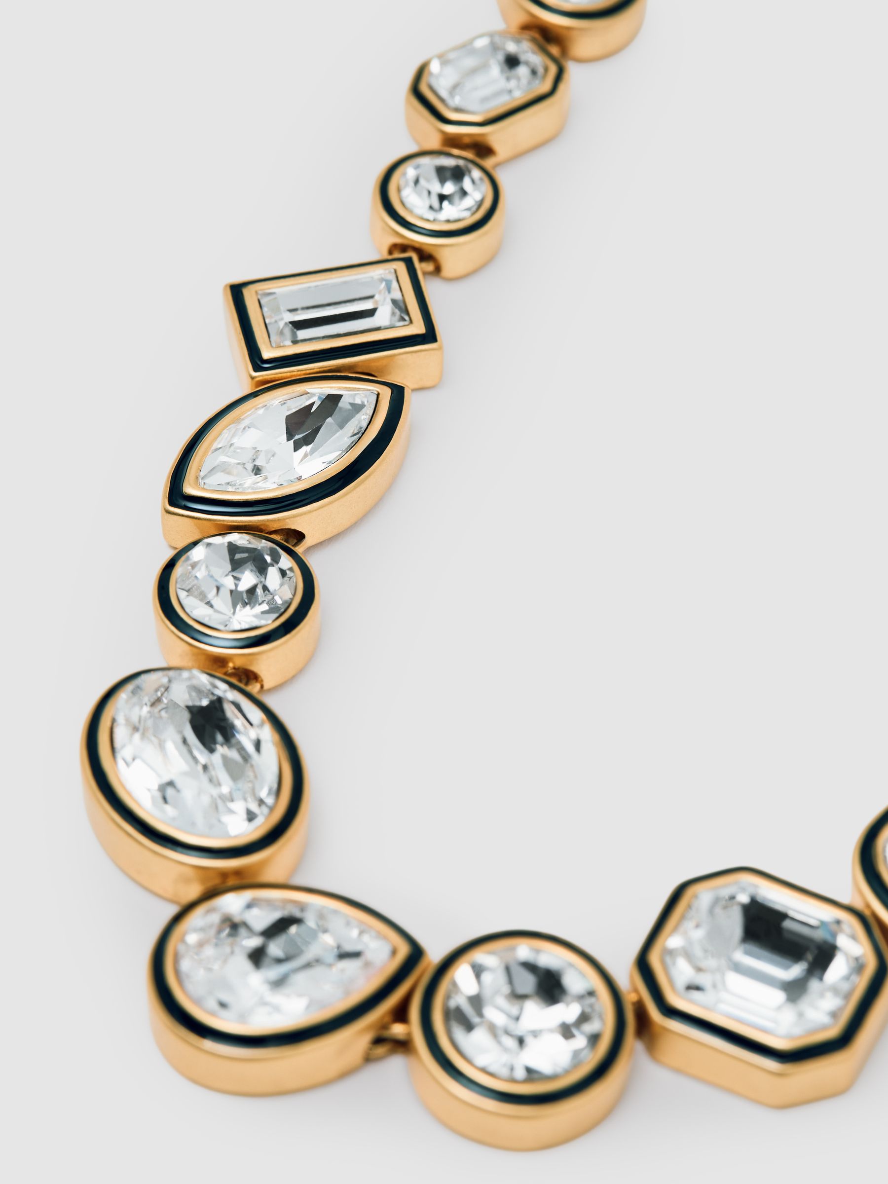 Geometric Crystal Necklace in Gold Tone - image 4