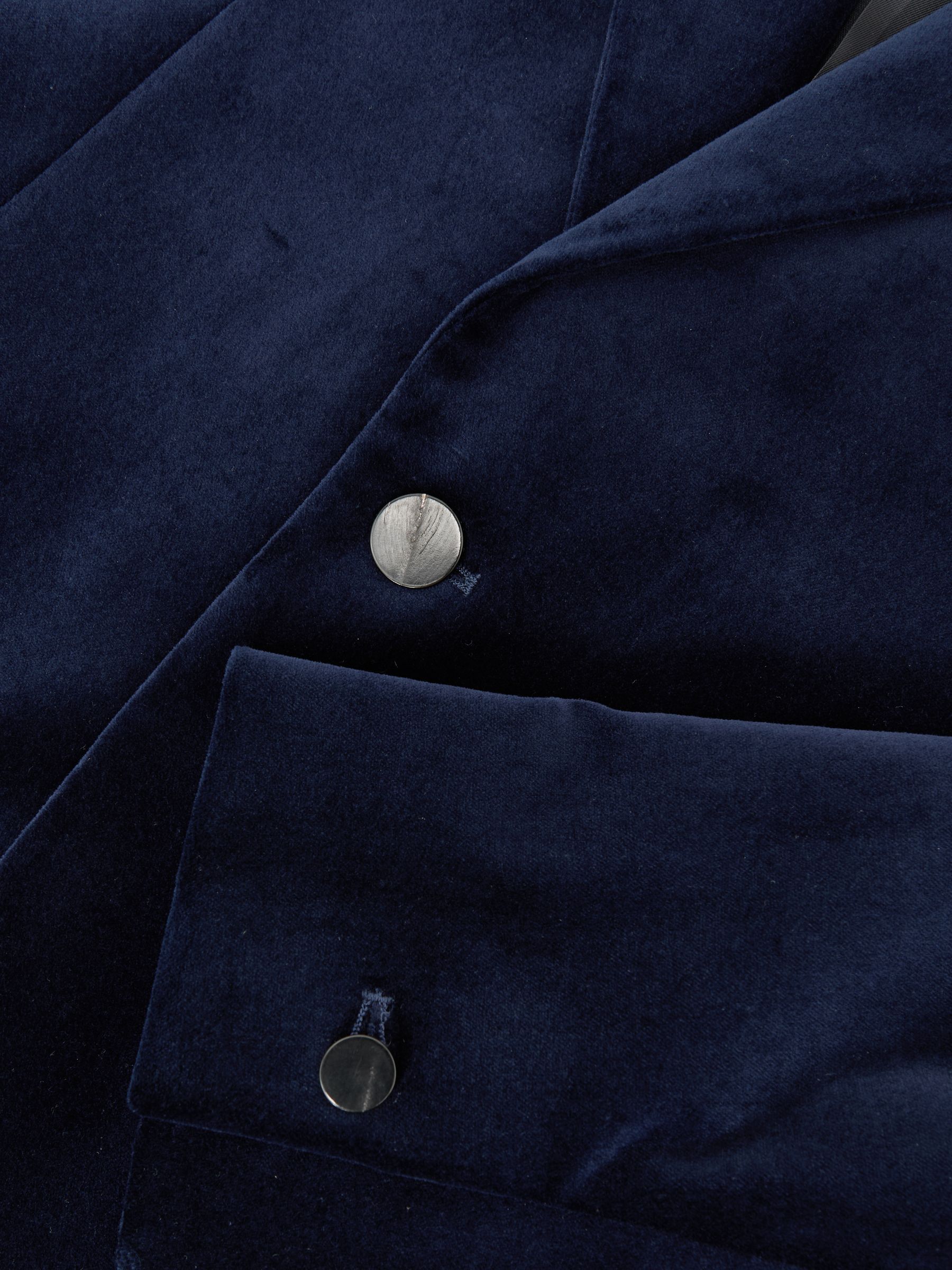 Single-Breasted Velvet Blazer Tailored-Fit in Bright Blue - image 3