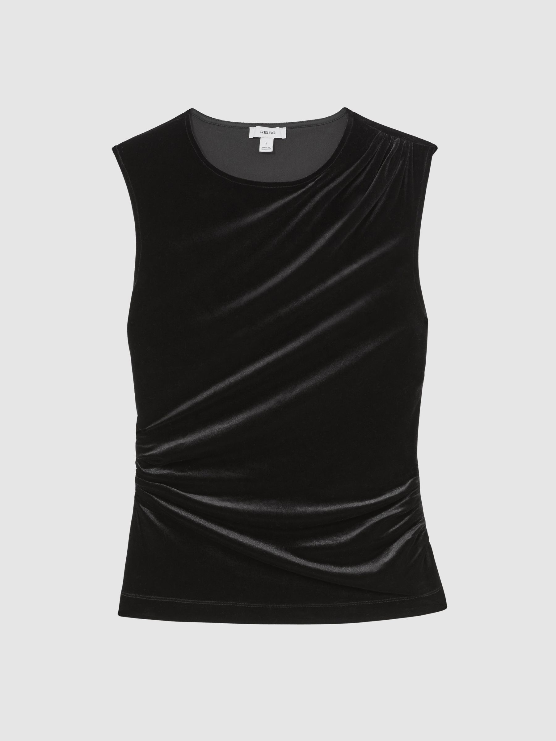 Velvet Drape Sleeveless Top in Black - image 1