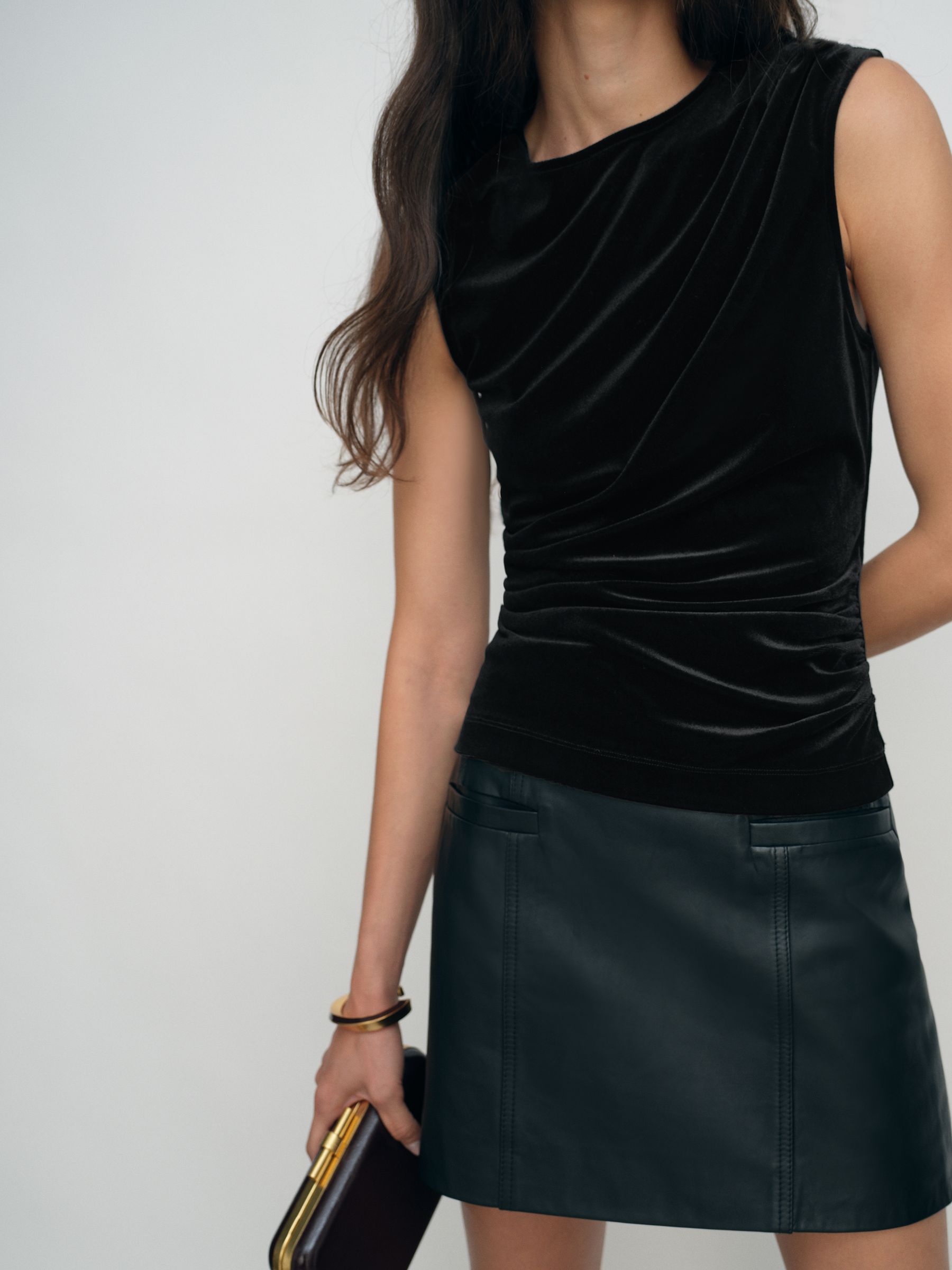 Velvet Drape Sleeveless Top in Black - image 4