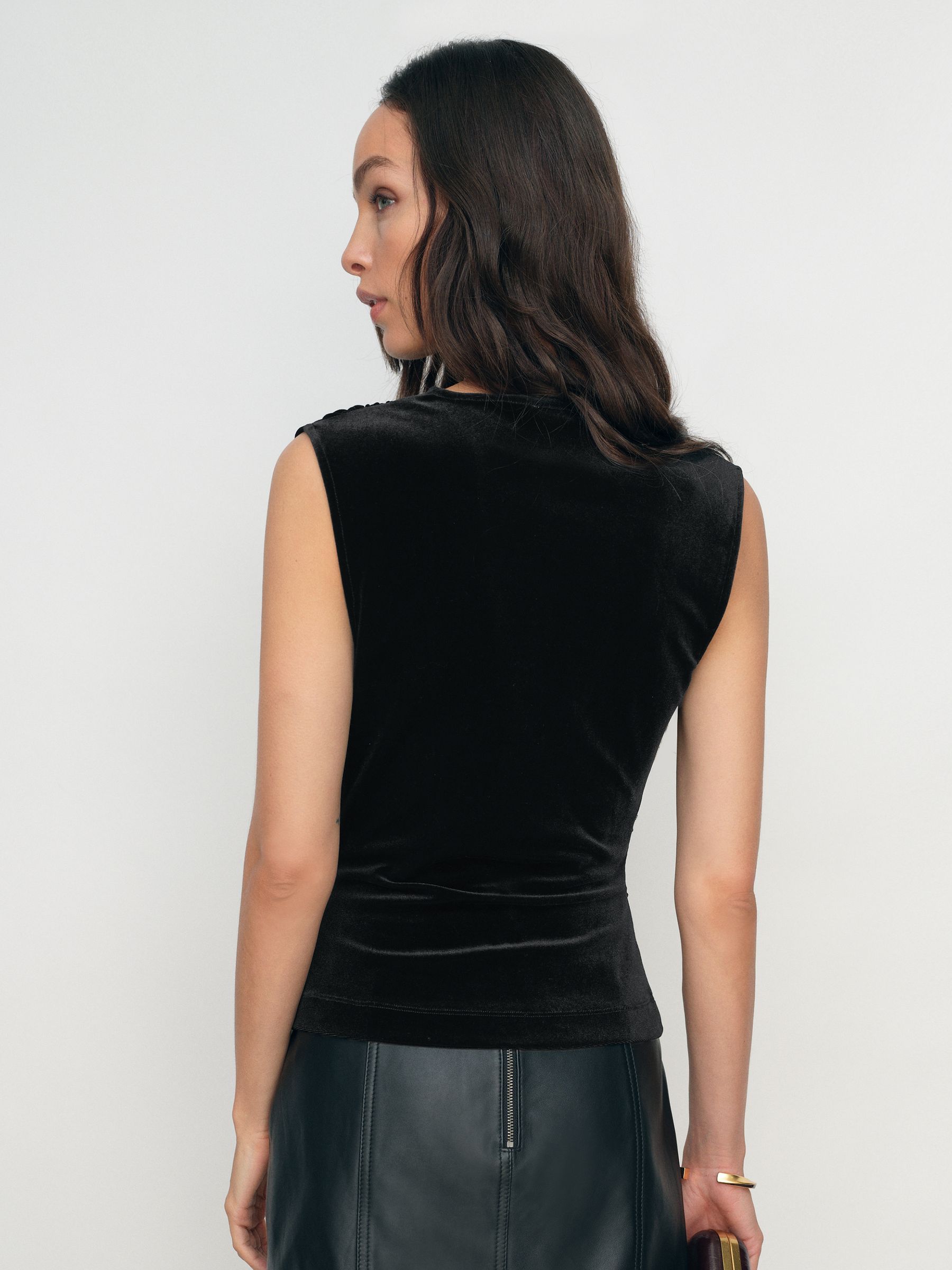 Velvet Drape Sleeveless Top in Black - image 3