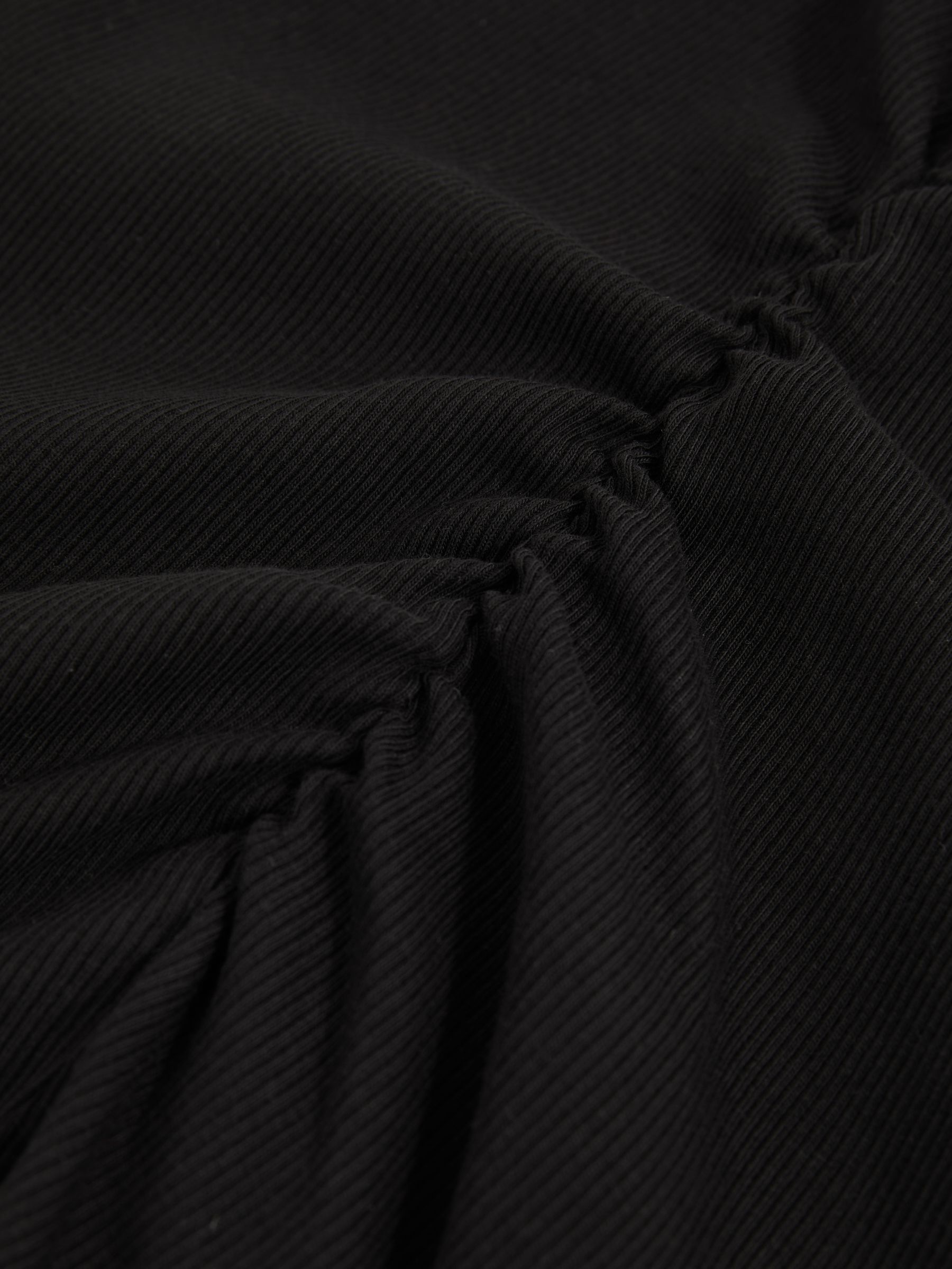 Stretch-Cotton Ruched Ribbed T-Shirt in Black - image 3