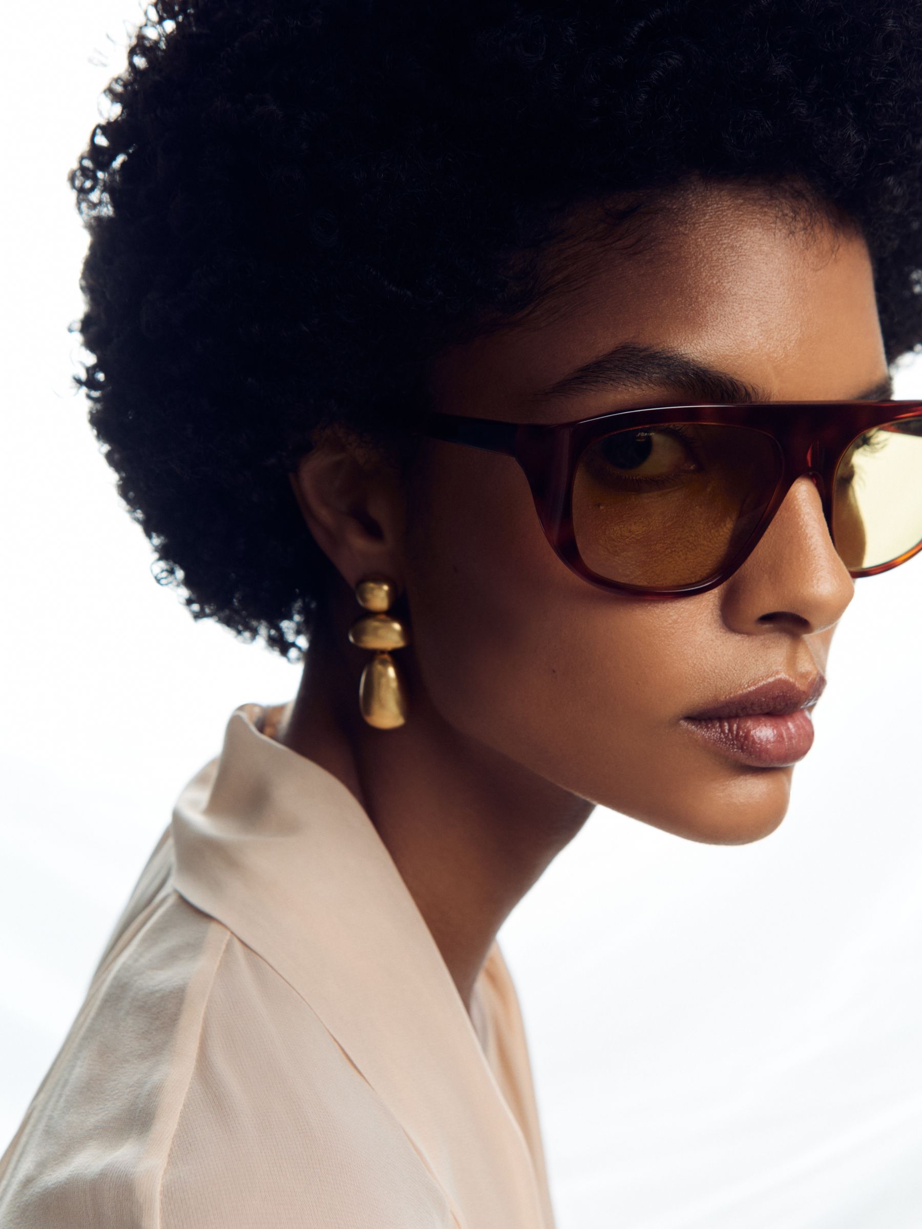 Tone Dome Drop Earrings in Gold - Image 1 of 5
