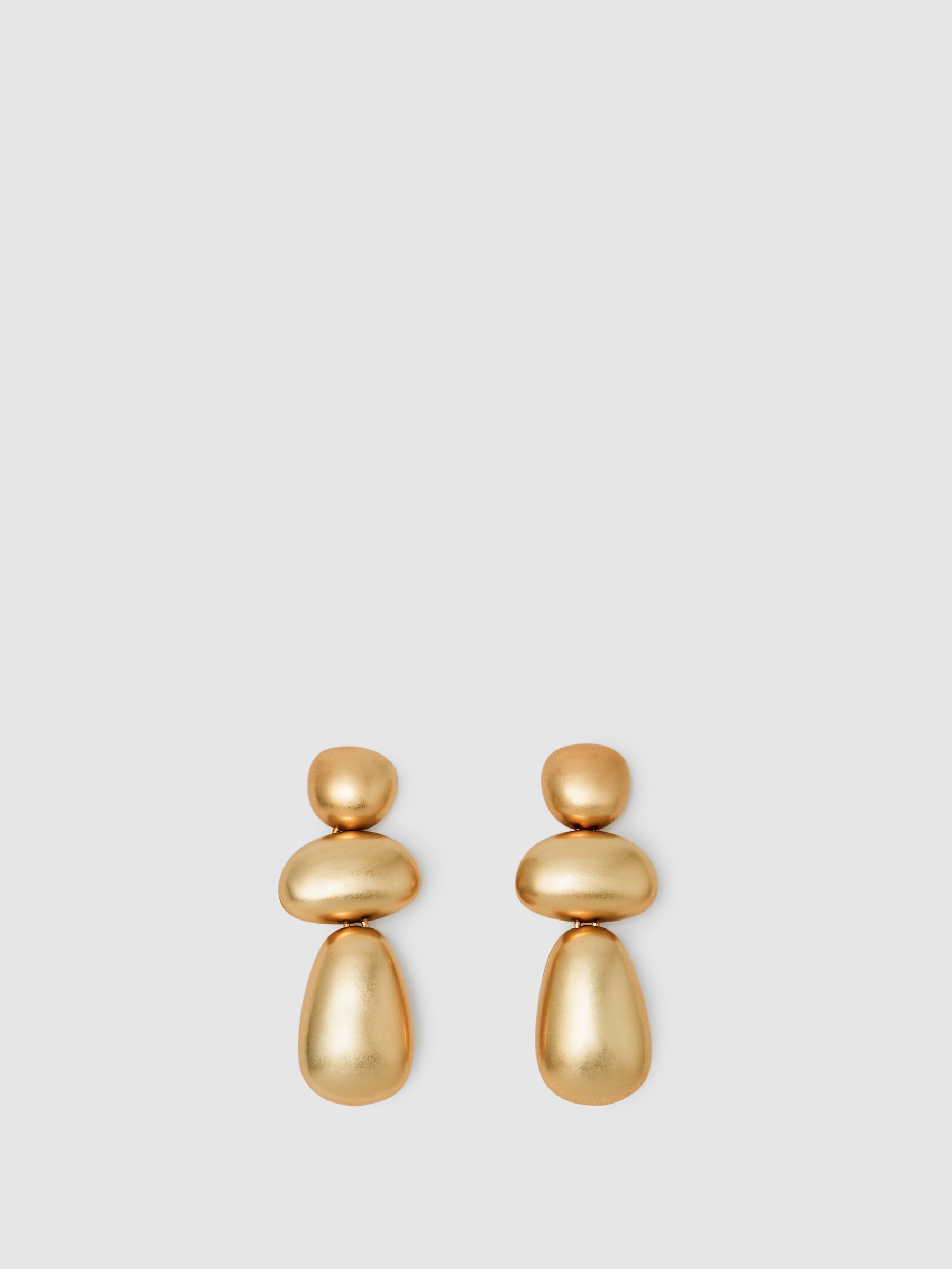 Tone Dome Drop Earrings in Gold - Image 2 of 5