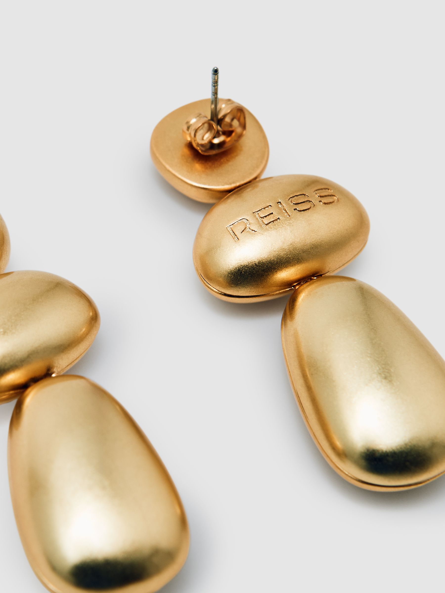 Tone Dome Drop Earrings in Gold - Image 4 of 5