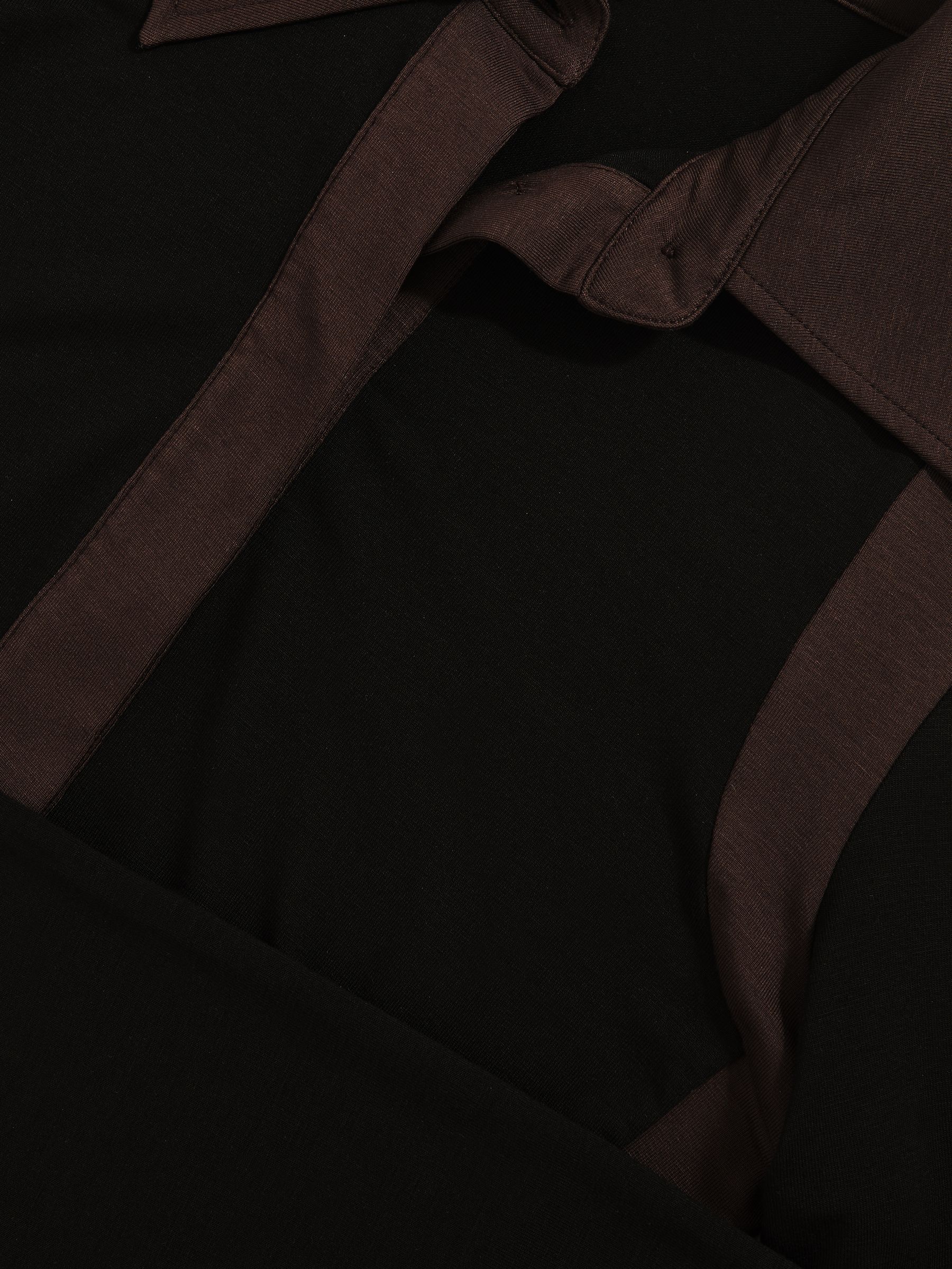 Jersey Colour-Block Collared Shirt in Black/Chocolate Brown - image 3