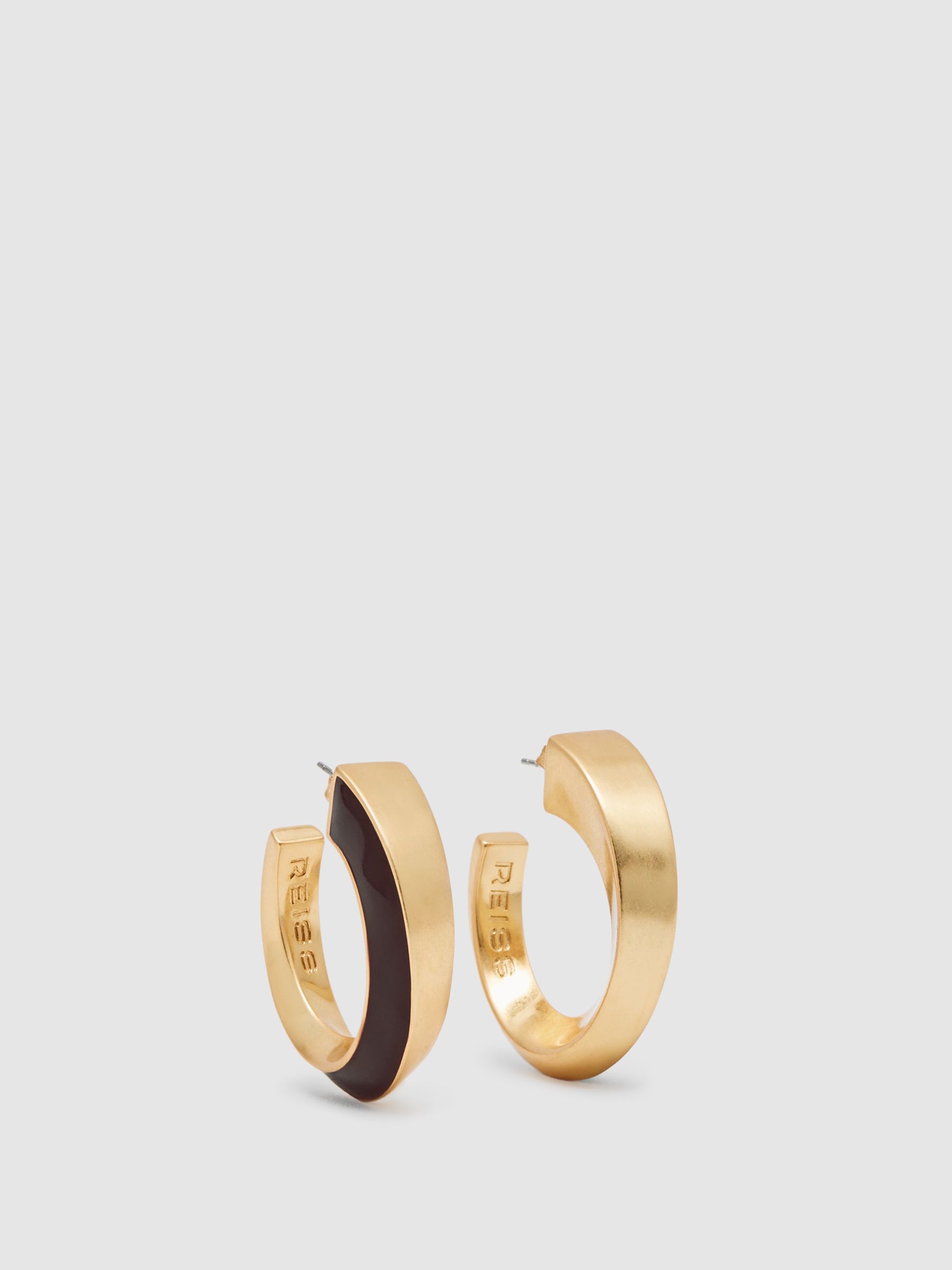 Tone Twist Enamel Hoop Earrings in Gold - Image 2 of 5