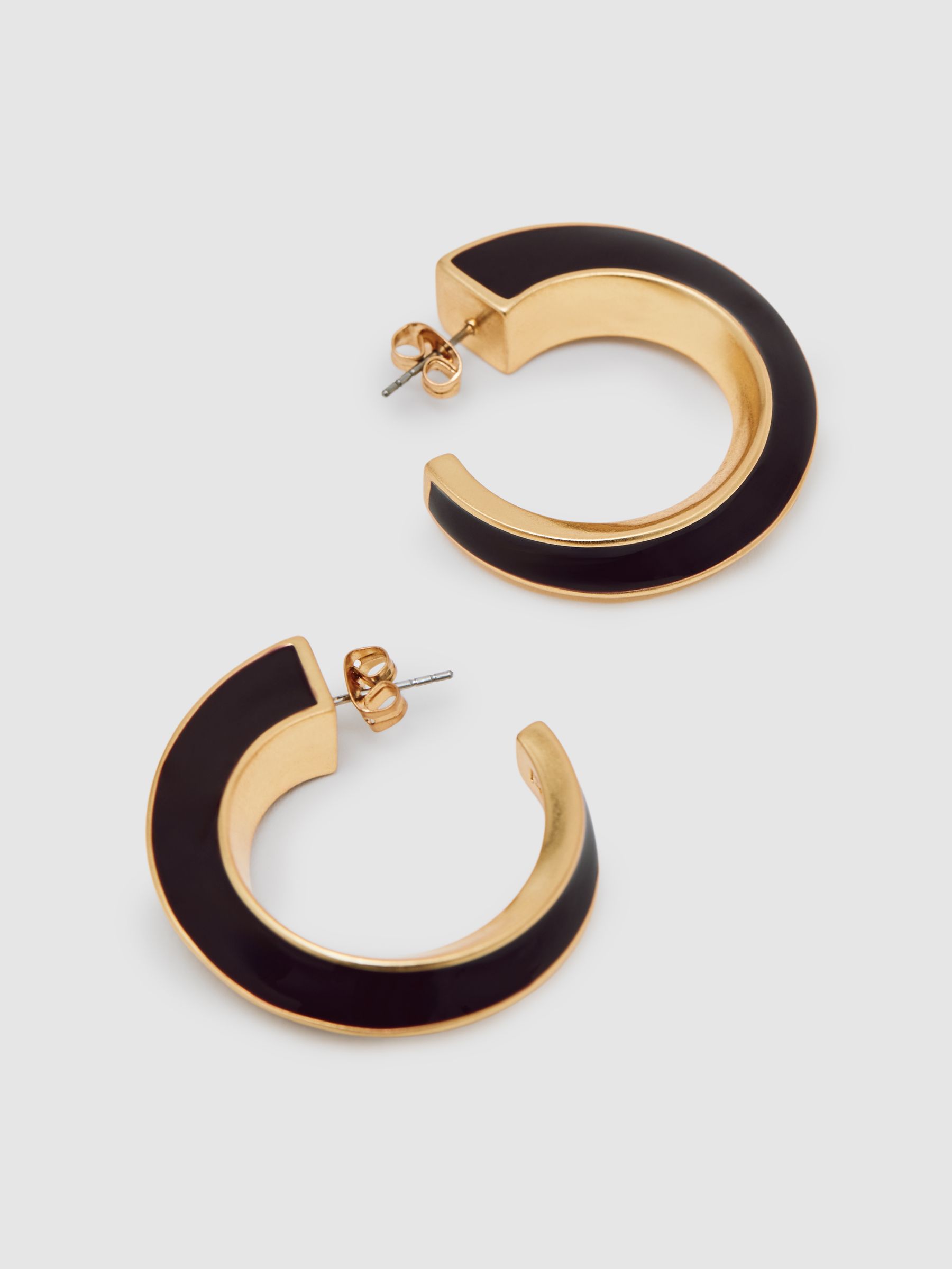 Tone Twist Enamel Hoop Earrings in Gold - Image 4 of 5