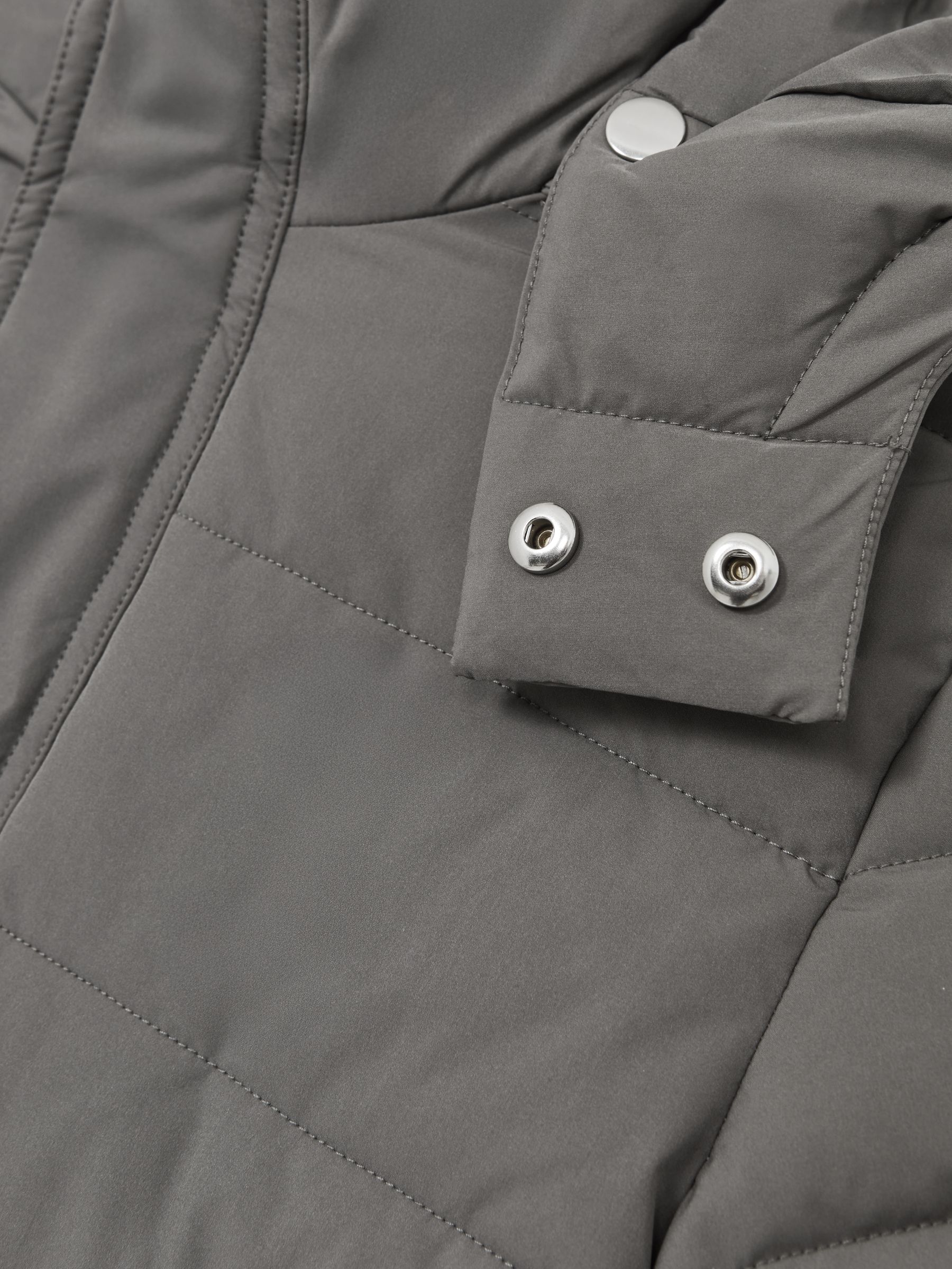 13-14 yrs Quilted Hooded Puffer Jacket in Charcoal - Image 4 of 4