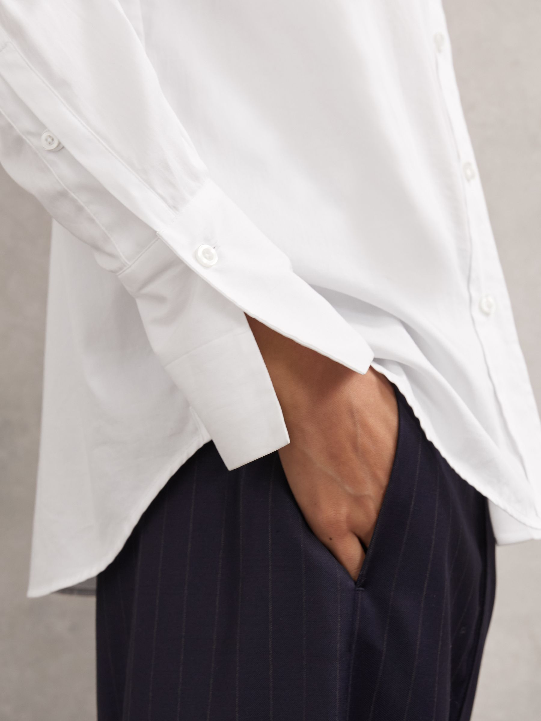 Cotton-Sateen Folded-Cuff Shirt in Ivory - image 5