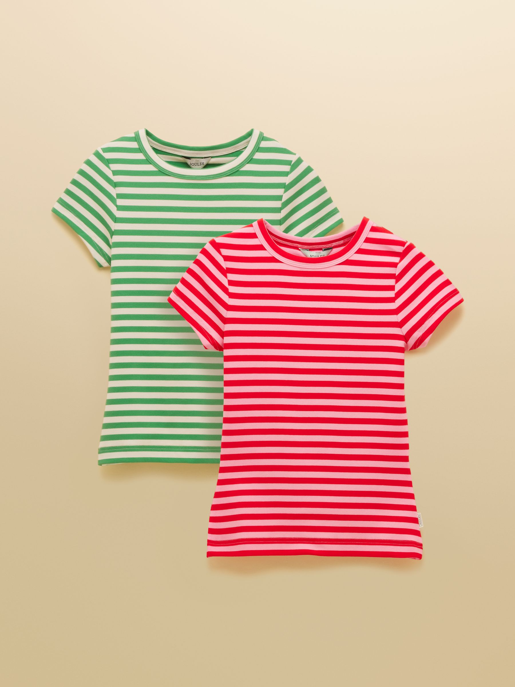 Sophie Pink Red & Green Ribbed Short Sleeve T-Shirts 2 Pack - Image 1 of 7