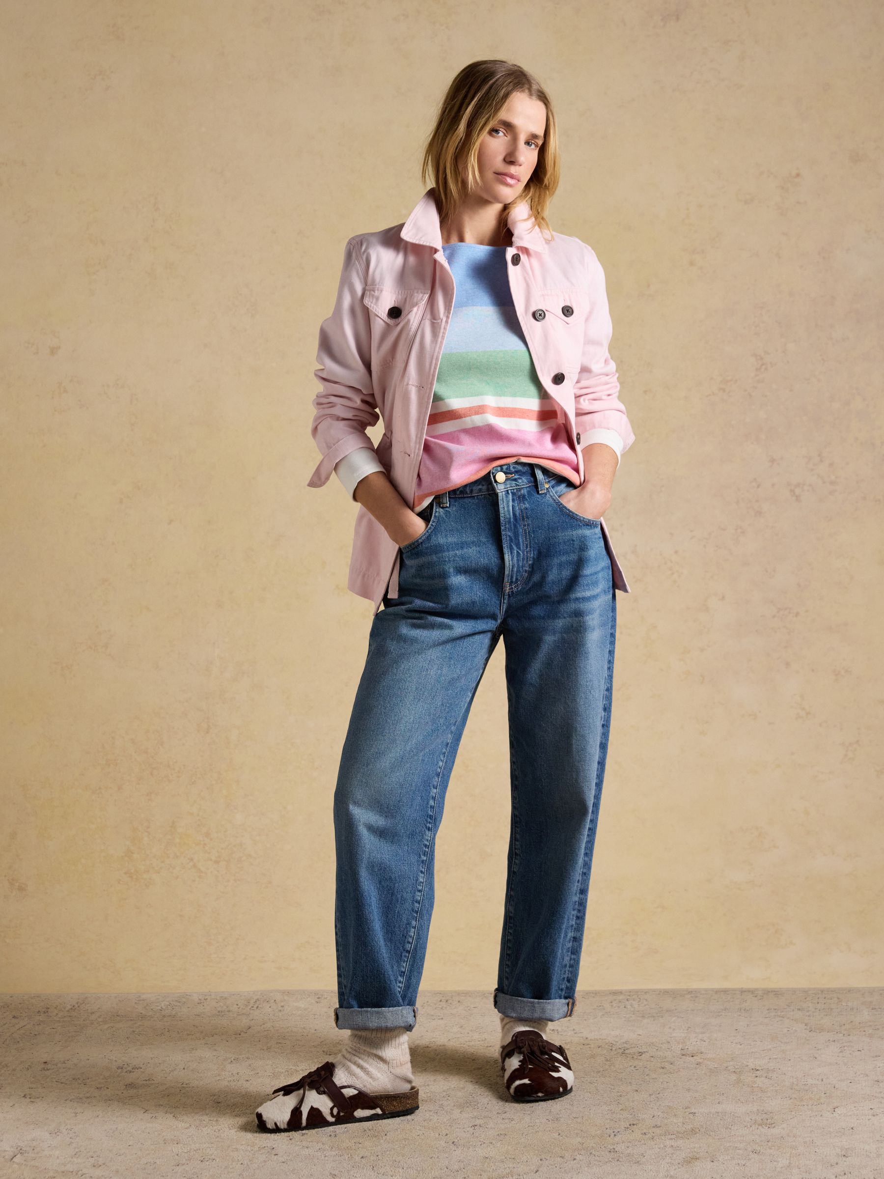 Harbour Multi Stripe Boat Neck 100% Cotton Breton Top - Image 6 of 8