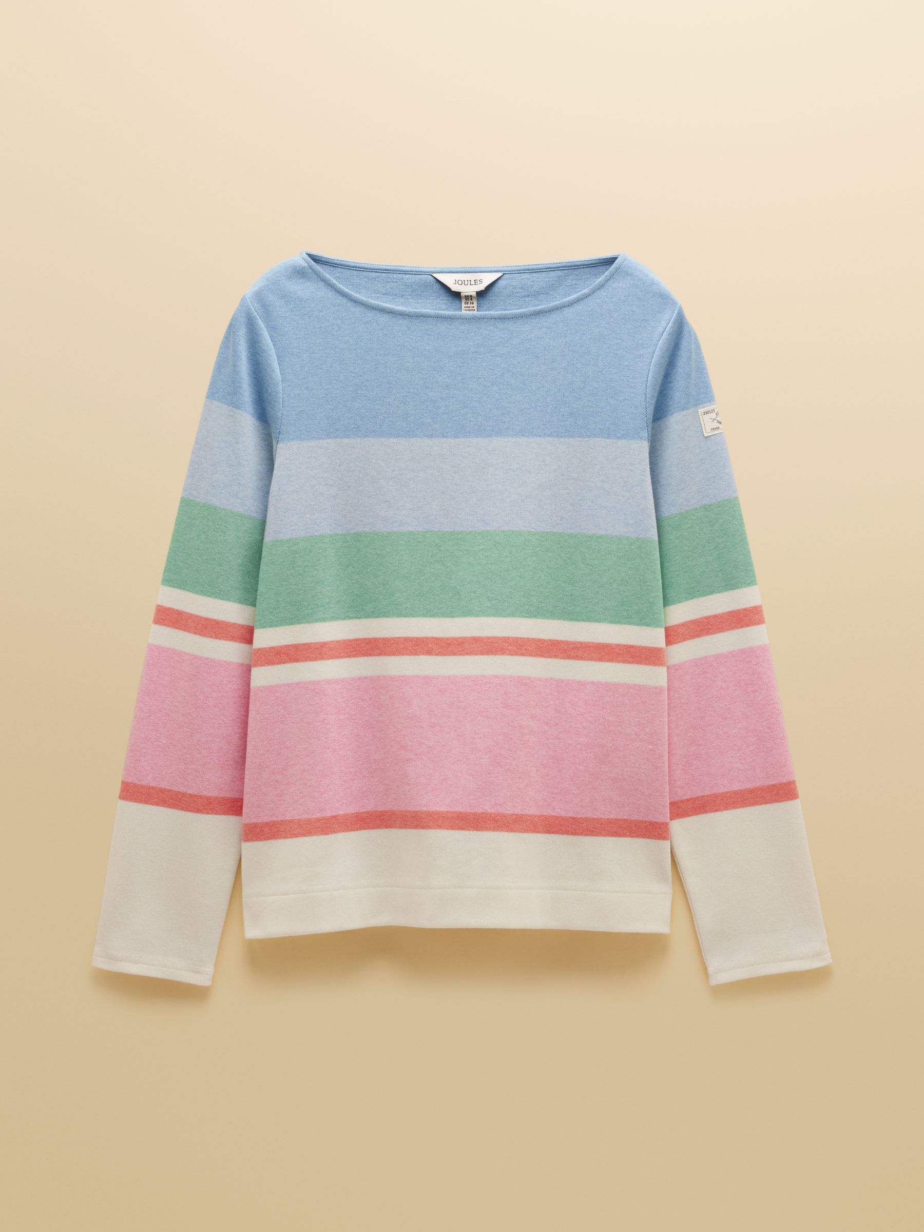 Harbour Multi Stripe Boat Neck 100% Cotton Breton Top - Image 8 of 8