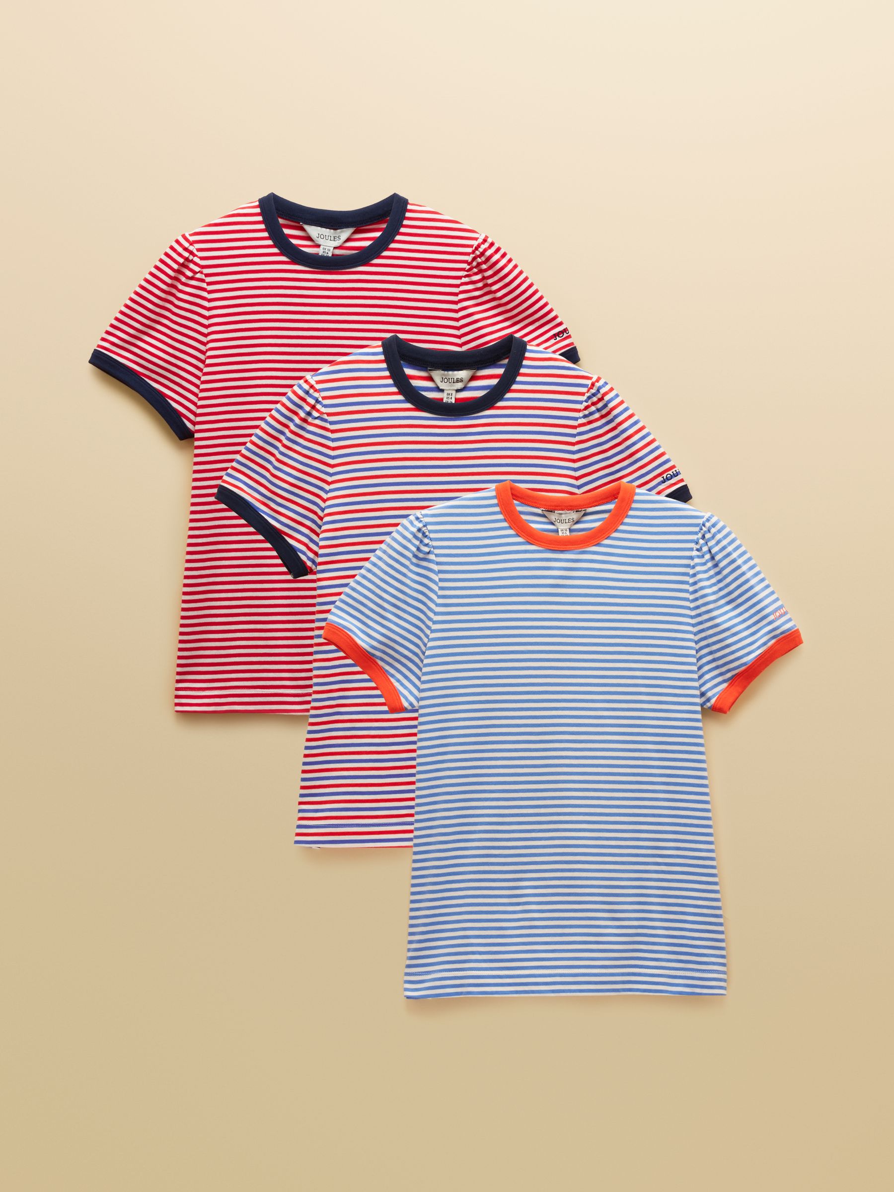 Erin Red/Blue Red/Blue Stripe 3 Pack Short Sleeve T-Shirts - Image 1 of 10