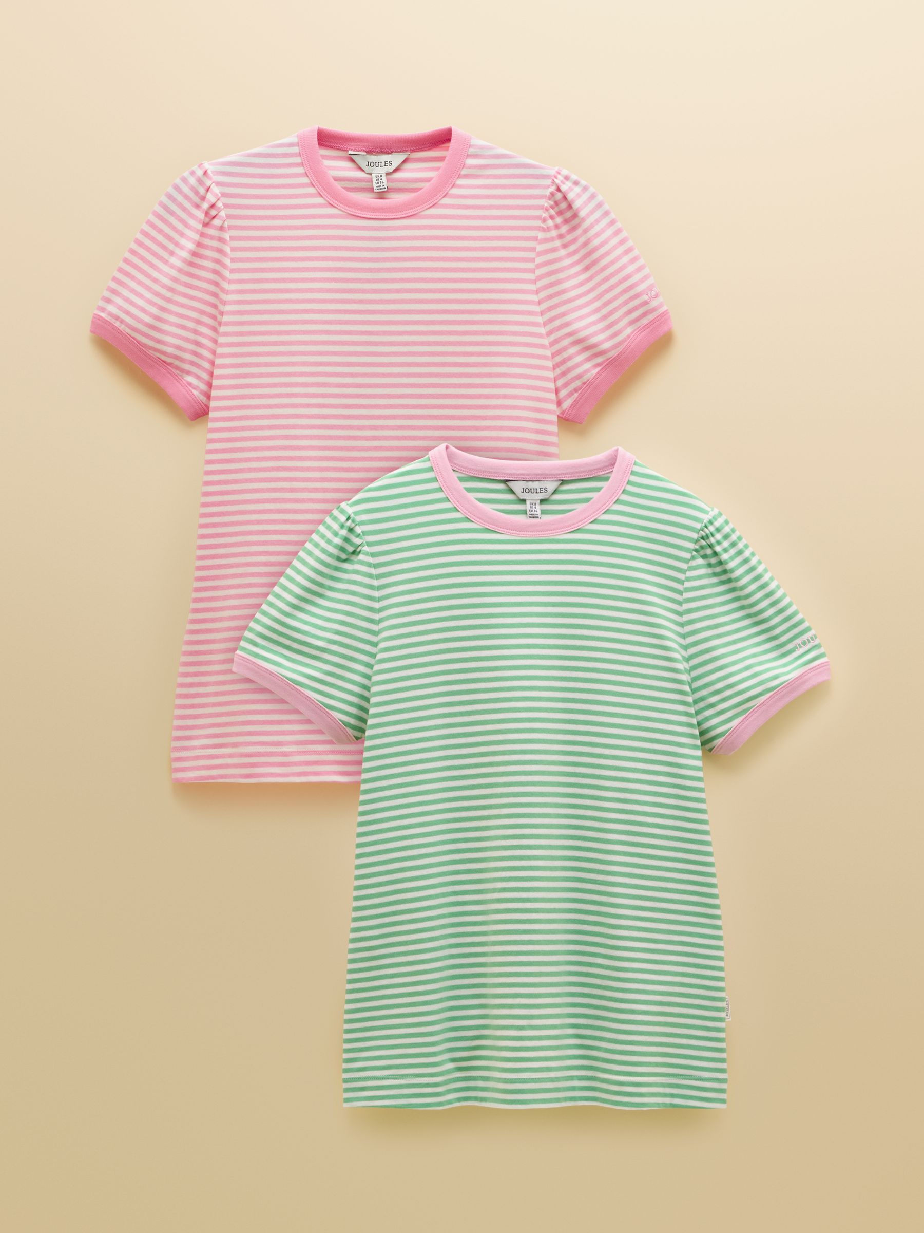 Erin Green & Pink Stripe Short Sleeve T-Shirts 2 Pack - Image 1 of 7 Erin Green & Pink Stripe Short Sleeve T-Shirts 2 Pack - Image 1 of 7