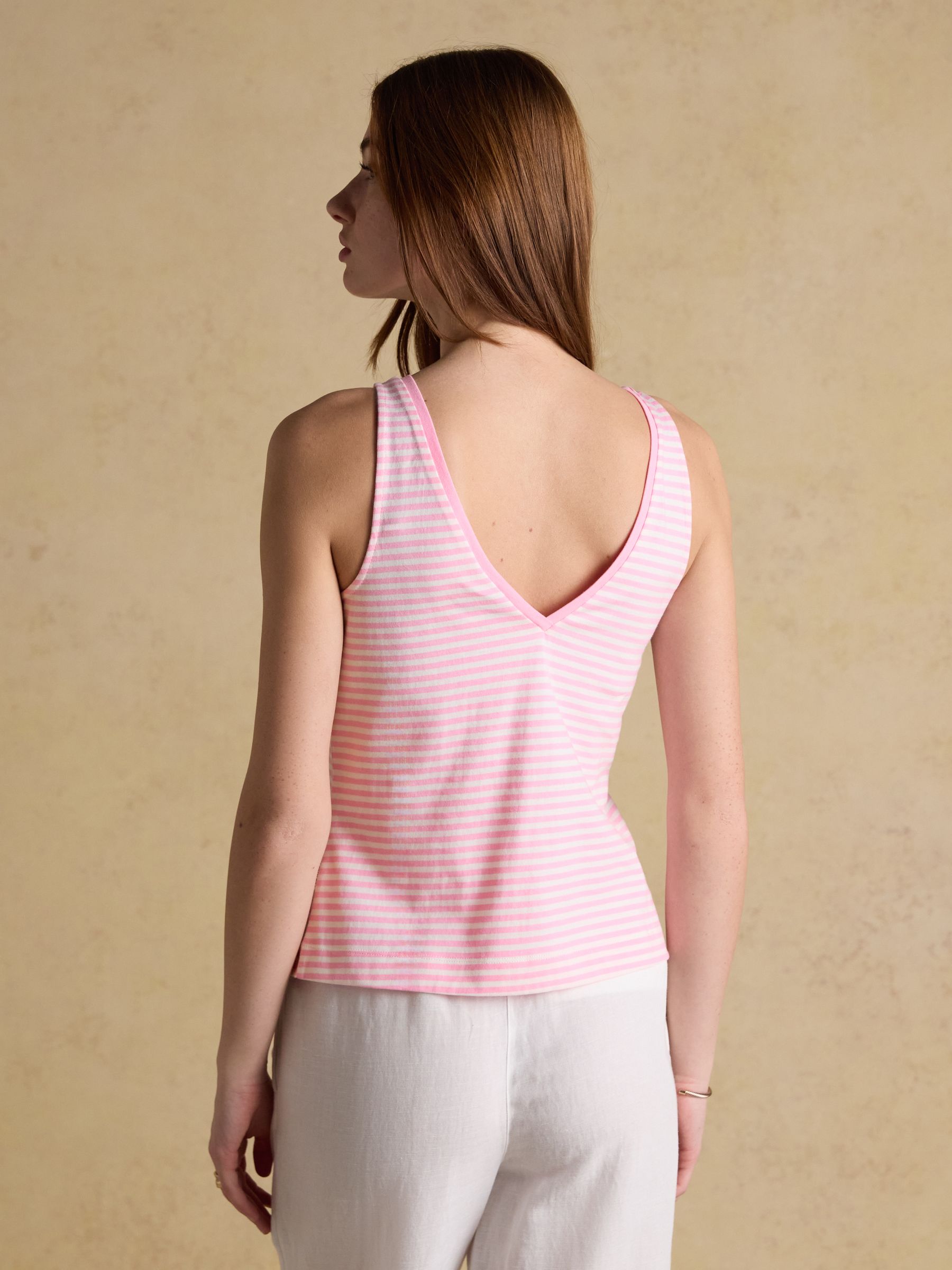 Delilah Pink Stripe V-Neck Jersey Vest - Image 2 of 6