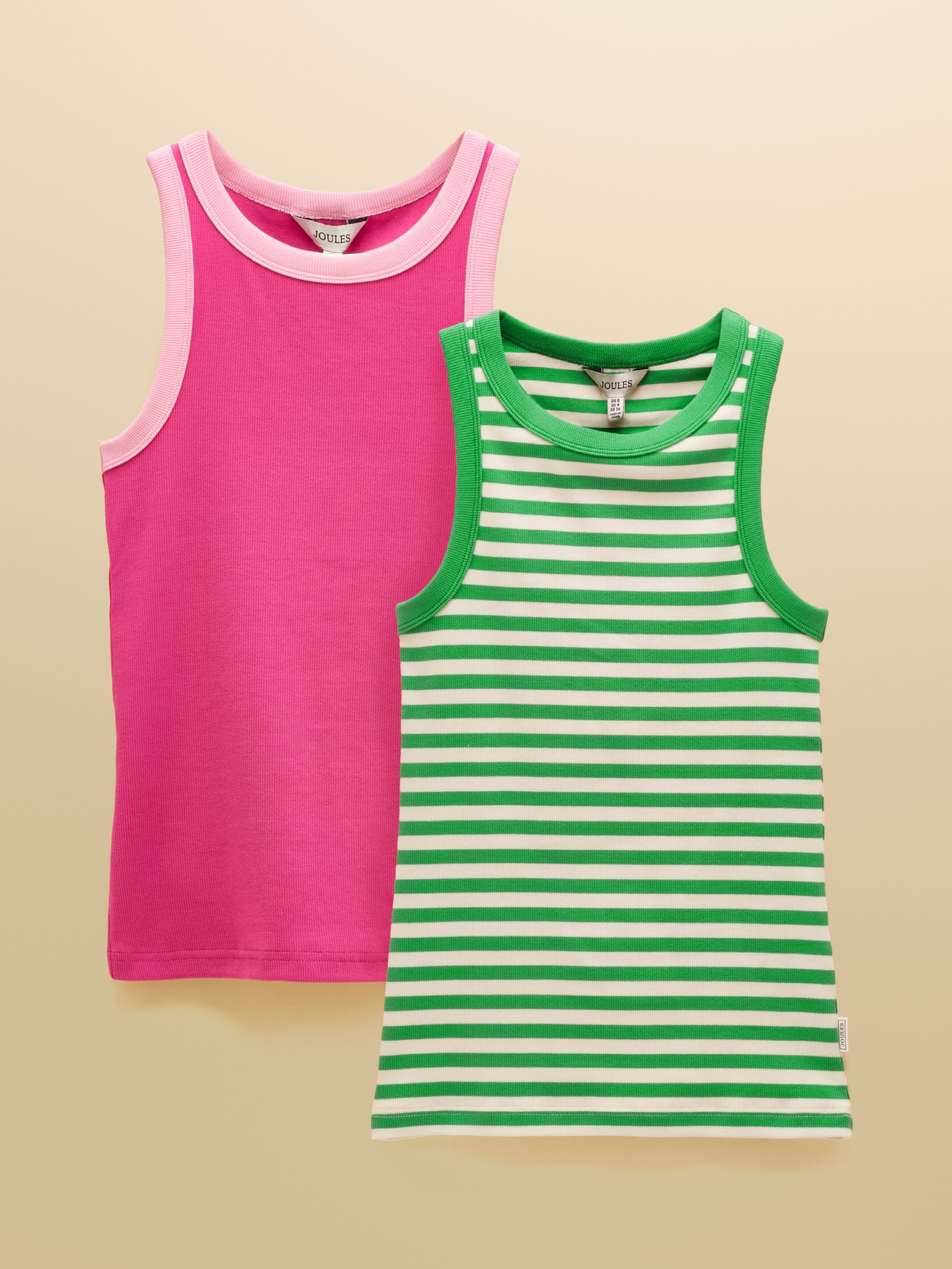 Sofia Pink & Green Striped Ribbed Jersey Vests 2 Pack - Image 1 of 7