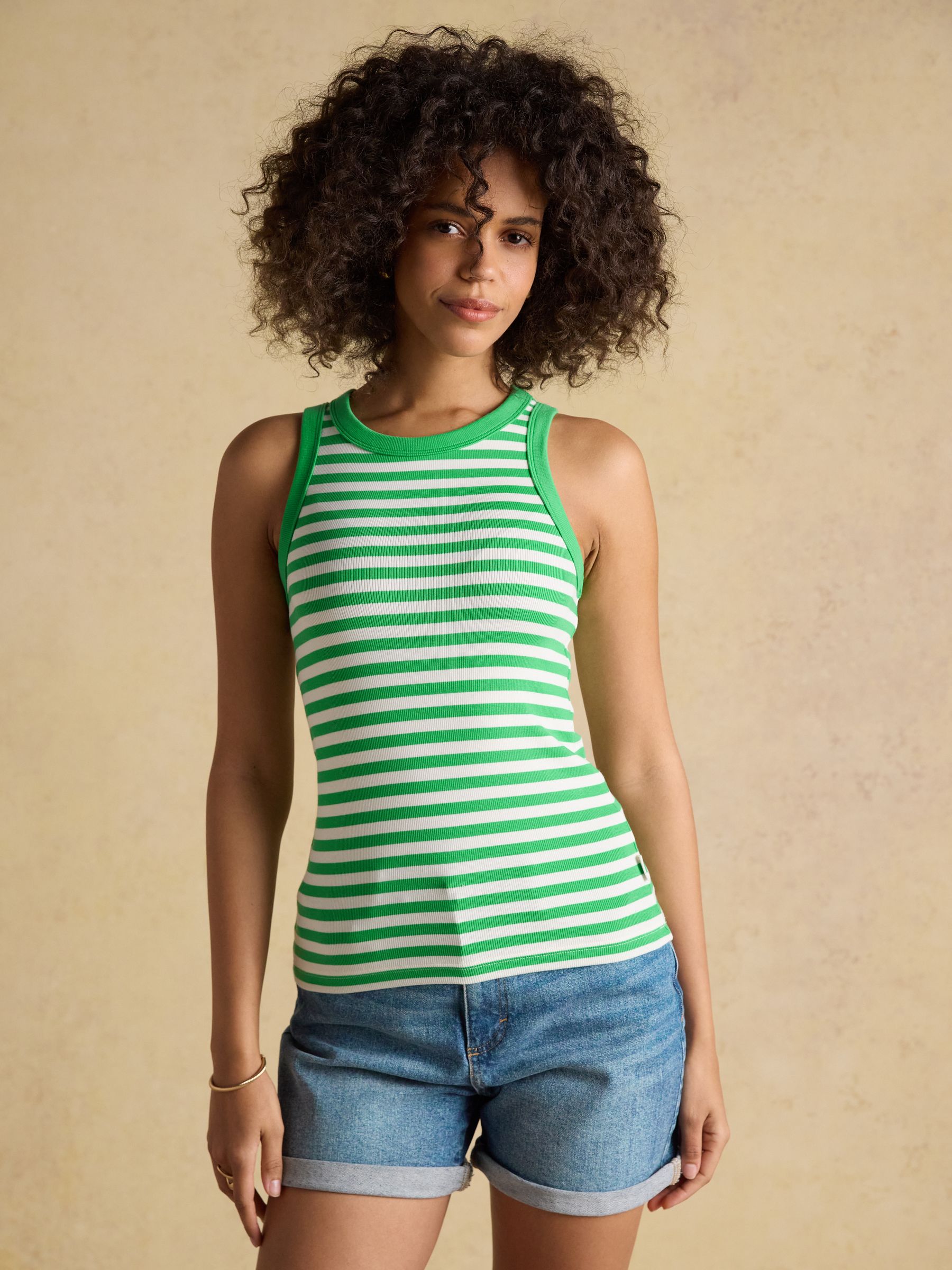 Sofia Pink & Green Striped Ribbed Jersey Vests 2 Pack - Image 2 of 7