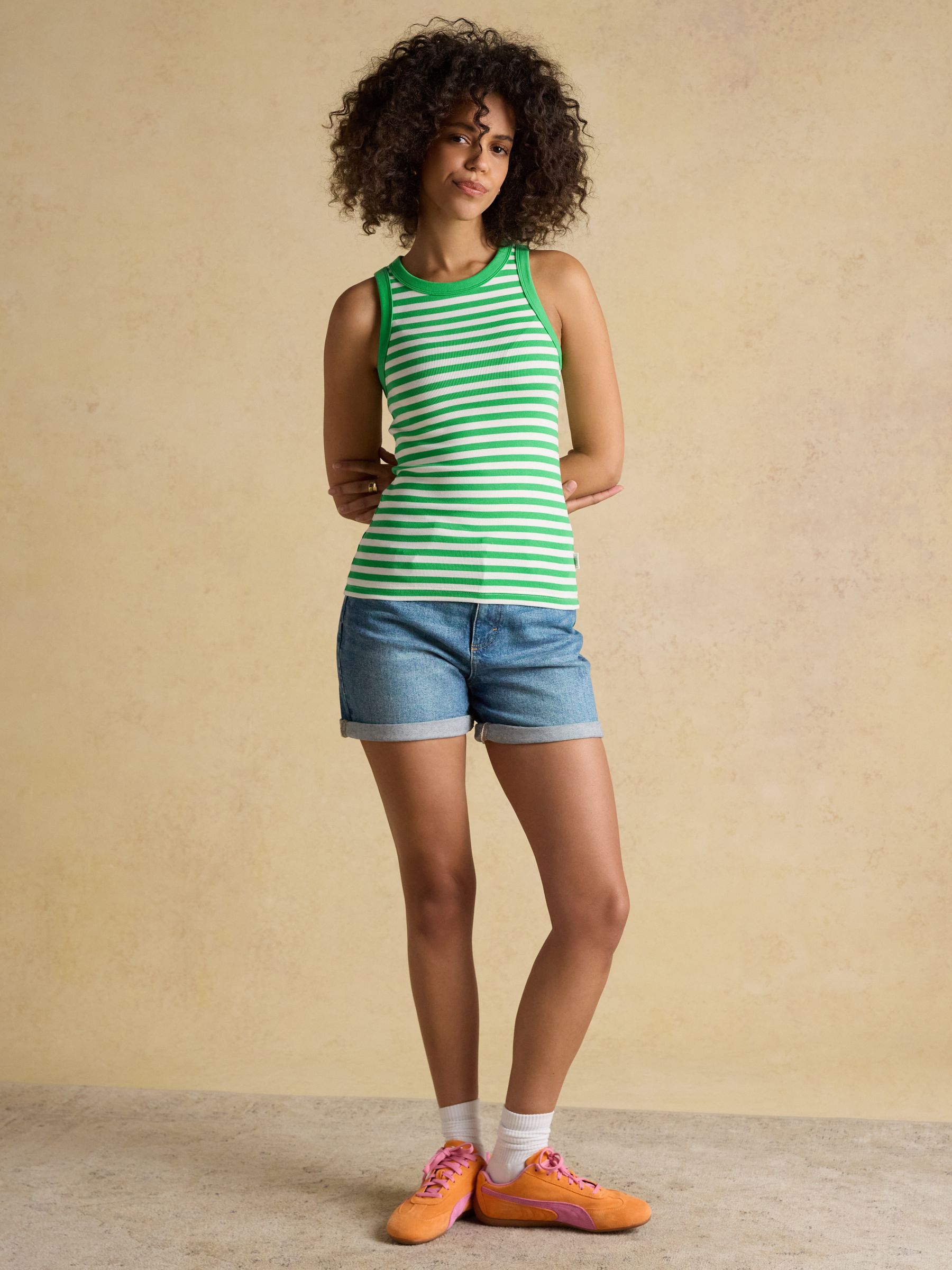 Sofia Pink & Green Striped Ribbed Jersey Vests 2 Pack - Image 6 of 7