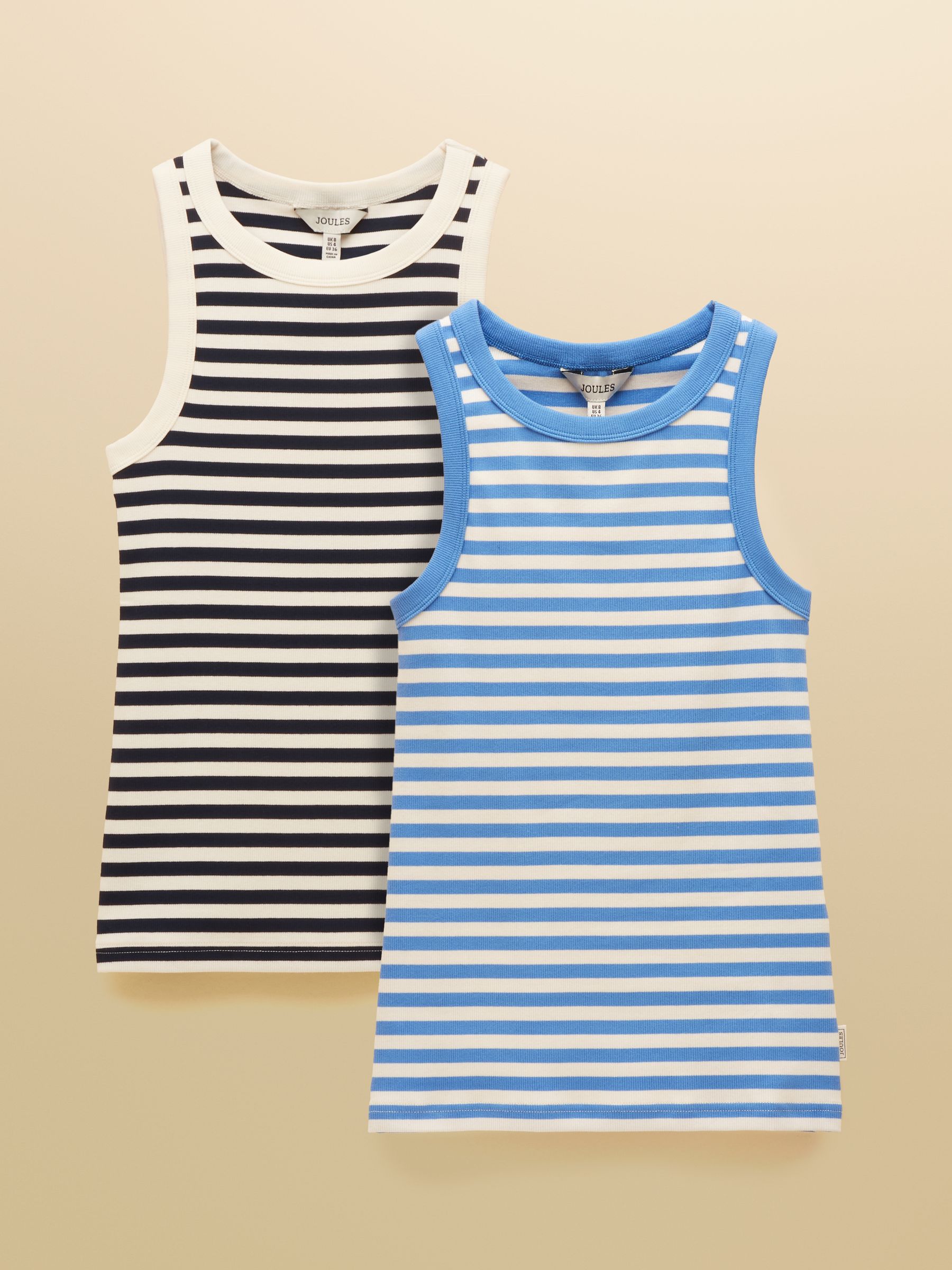 Sofia Blue & Navy Striped Ribbed Jersey Vests 2 Pack - Image 1 of 7