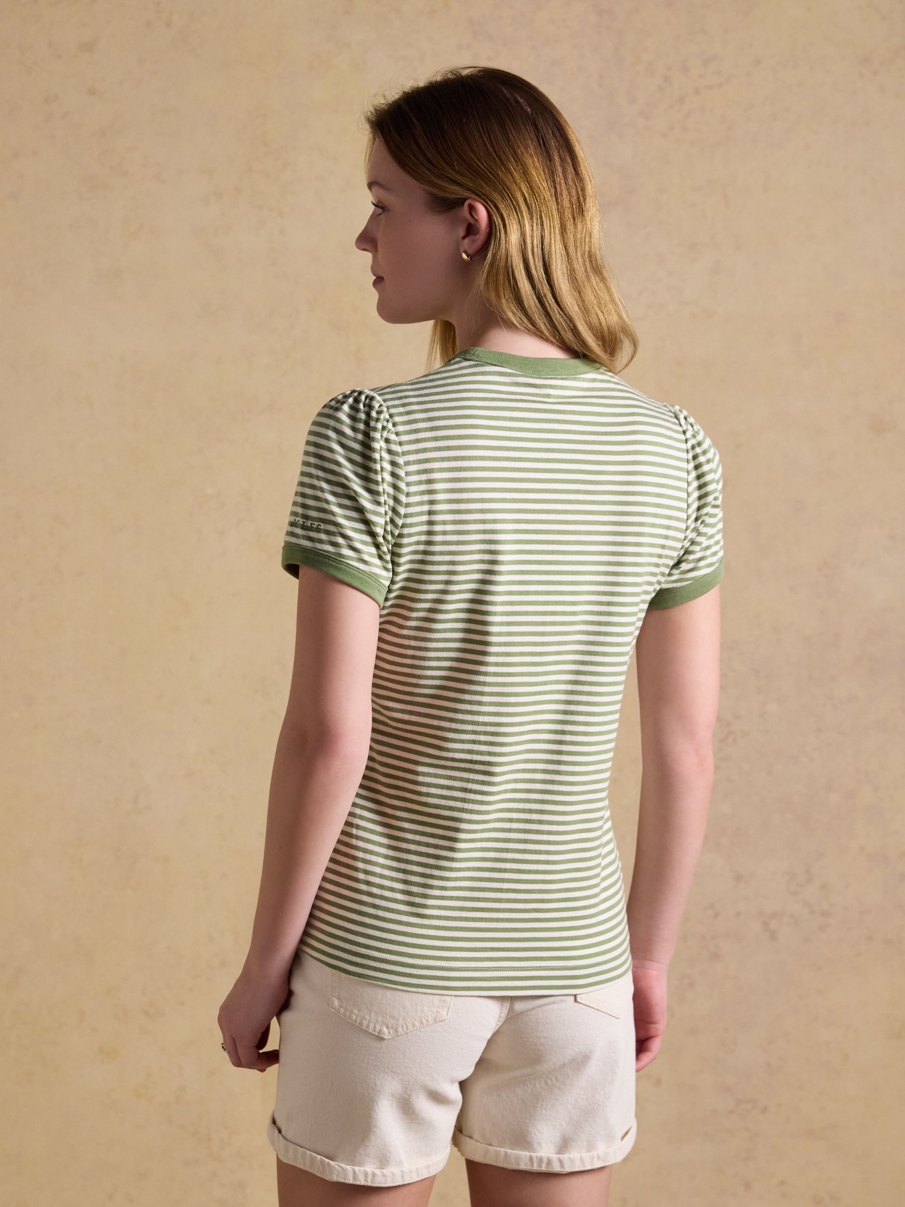 Erin Khaki Stripe Short Sleeve Jersey T Shirt - Image 2 of 7
