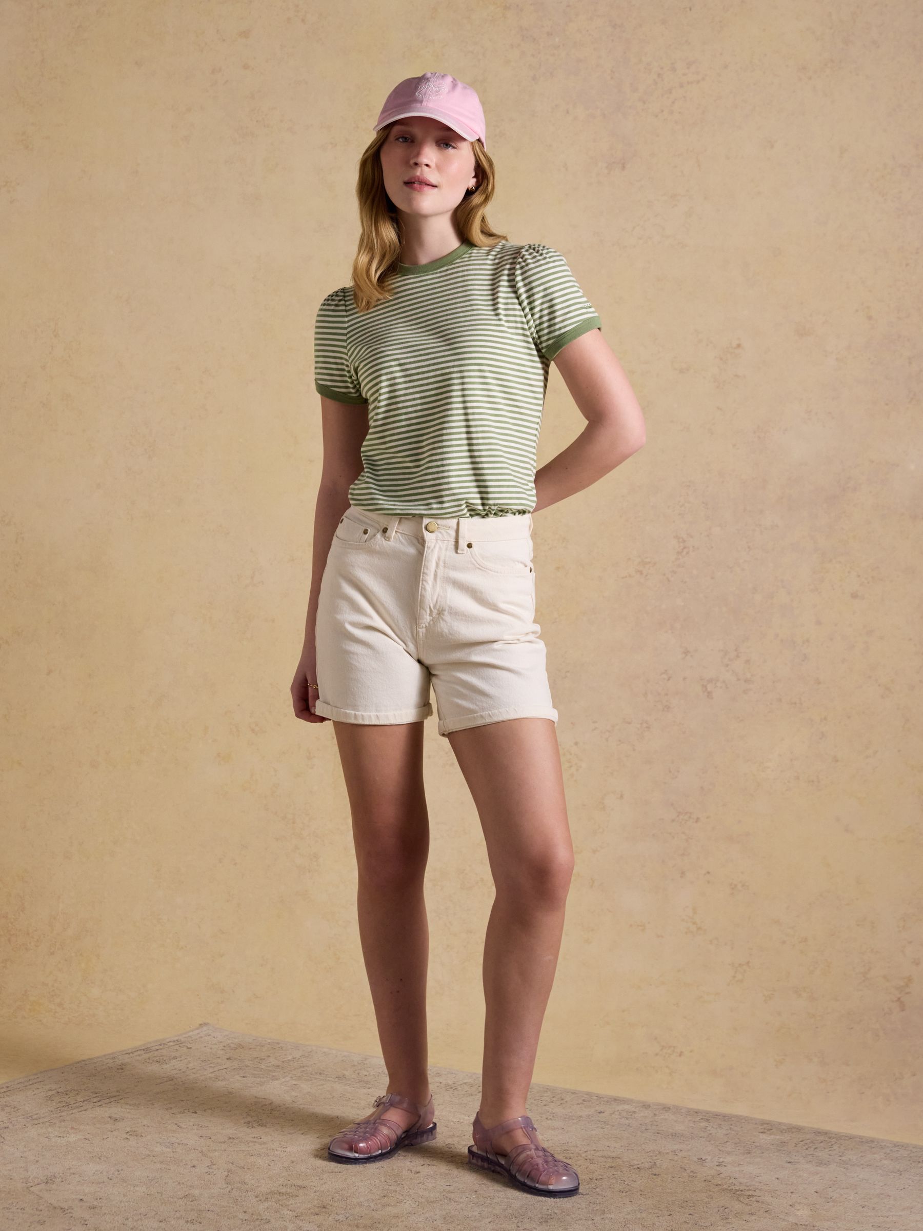 Erin Khaki Stripe Short Sleeve Jersey T Shirt - Image 4 of 7