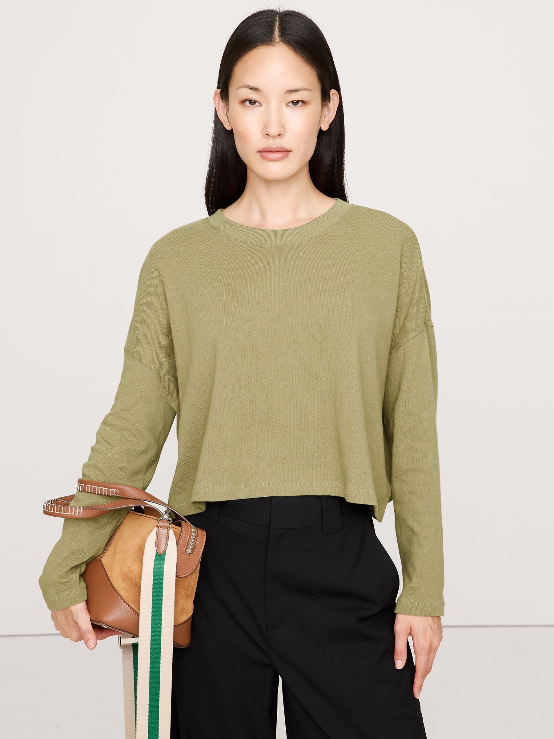 Banana Republic Green Oversized Cotton Cropped T-Shirt - Image 1 of 1