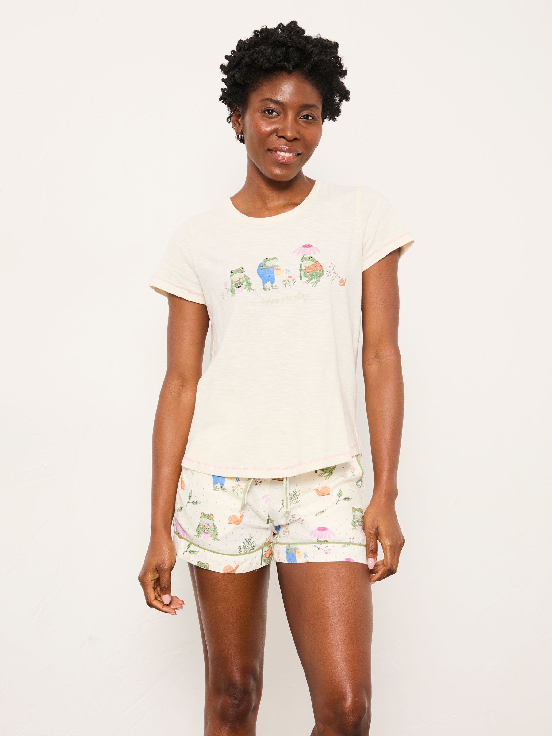 Ivory Frog Print Frog Pyjama Shorts - Image 3 of 6