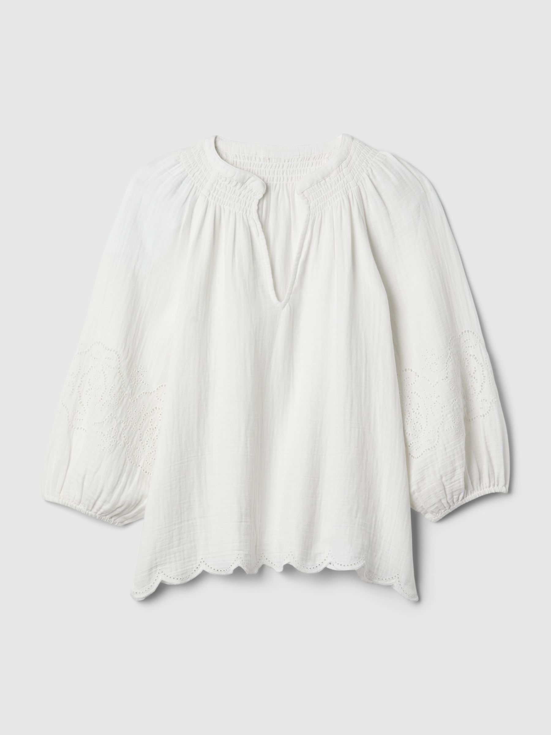 White Eyelet Puff Sleeve Shirt - Image 5 of 5