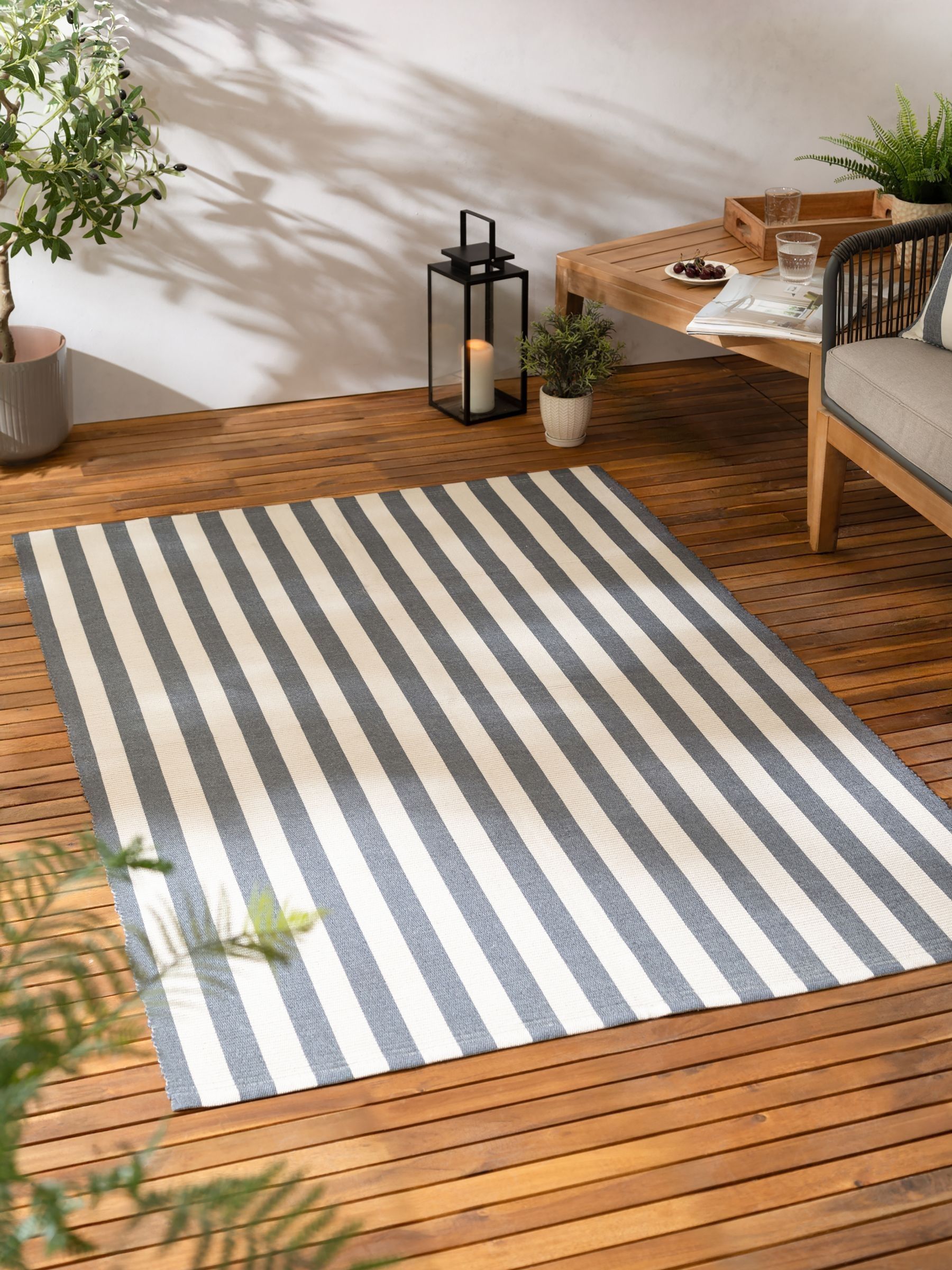 Yard Navy Blue Hayle Stripe Outdoor Rug - Image 1 of 6
