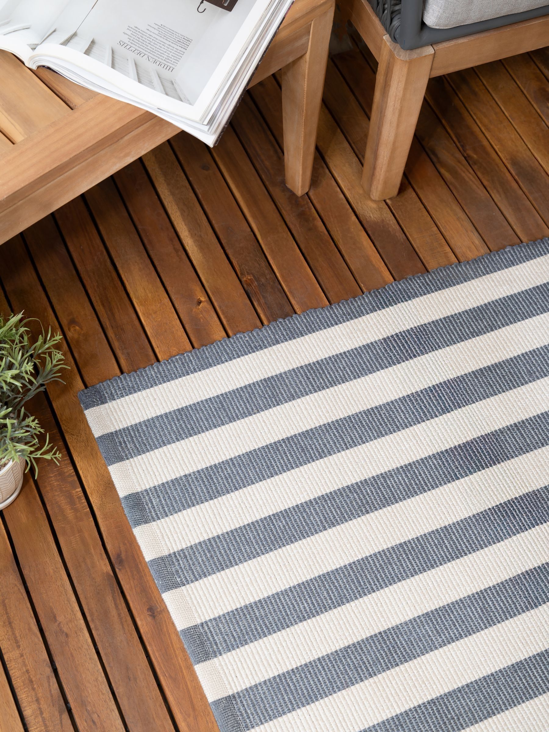 Yard Navy Blue Hayle Stripe Outdoor Rug - Image 2 of 6
