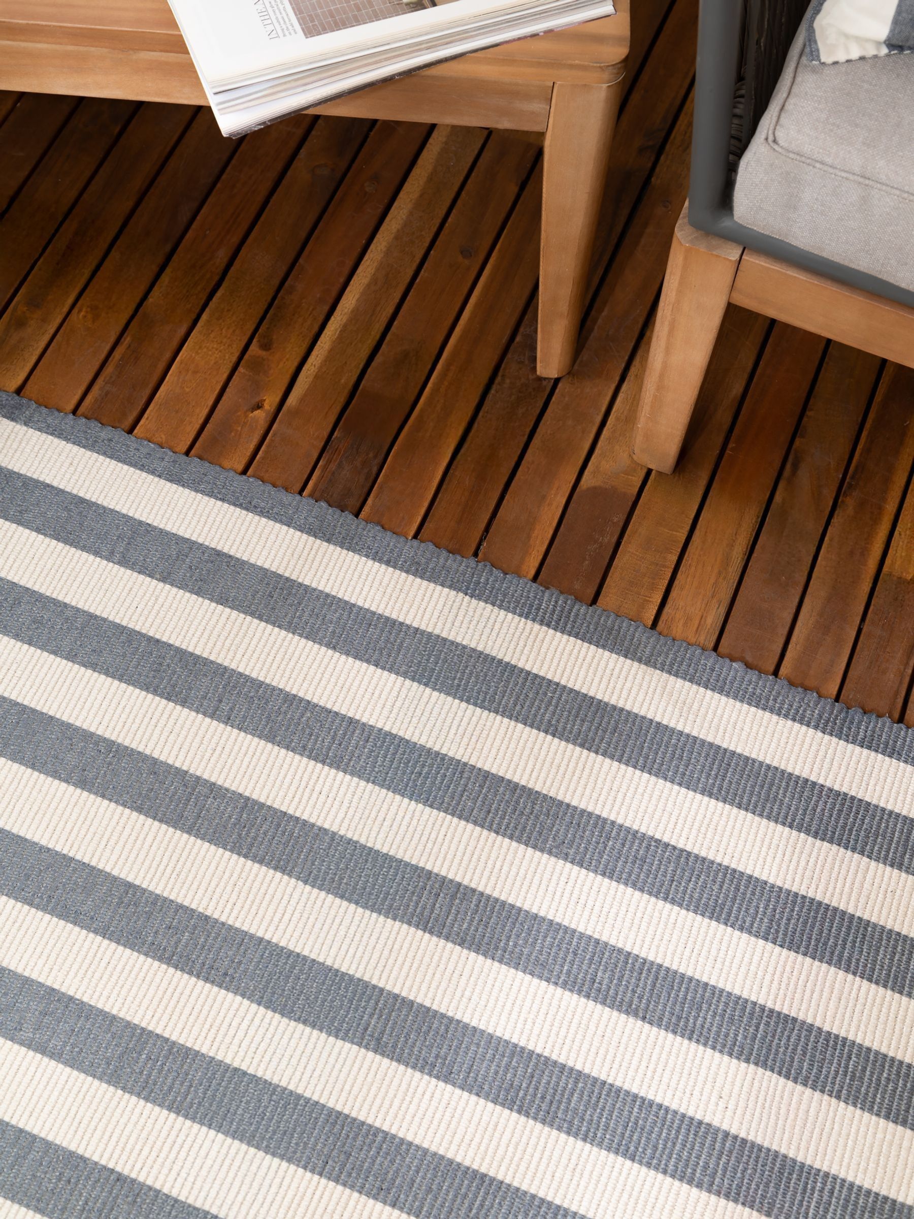Yard Navy Blue Hayle Stripe Outdoor Rug - Image 3 of 6