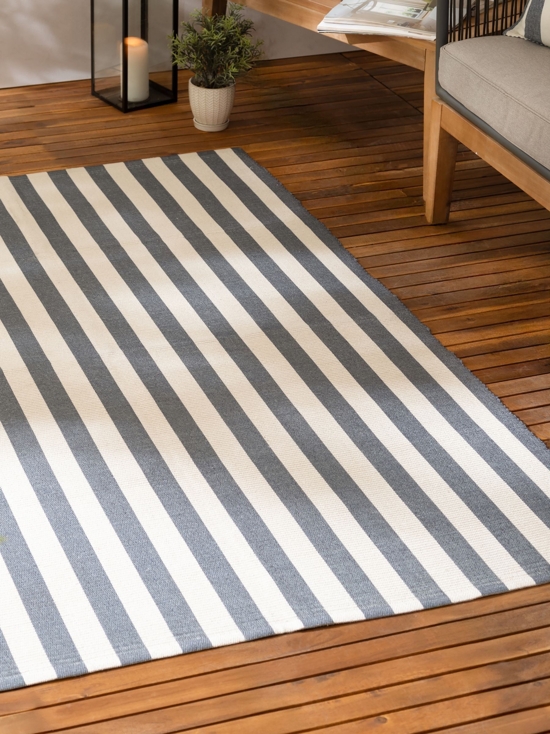 Yard Navy Blue Hayle Stripe Outdoor Rug - Image 4 of 6