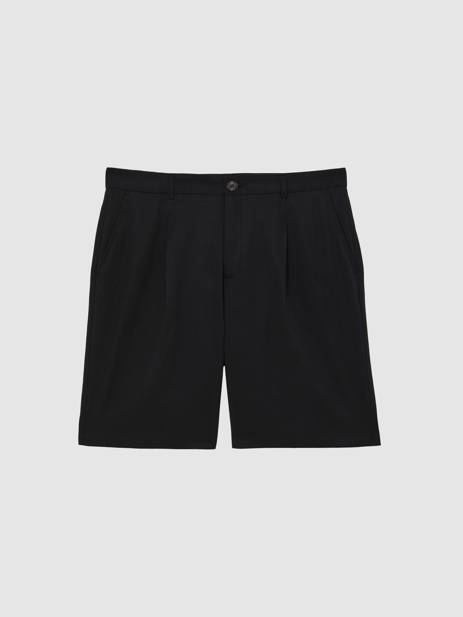Les Deux Twill Pleated Suiting Shorts in Black - Image 2 of 5