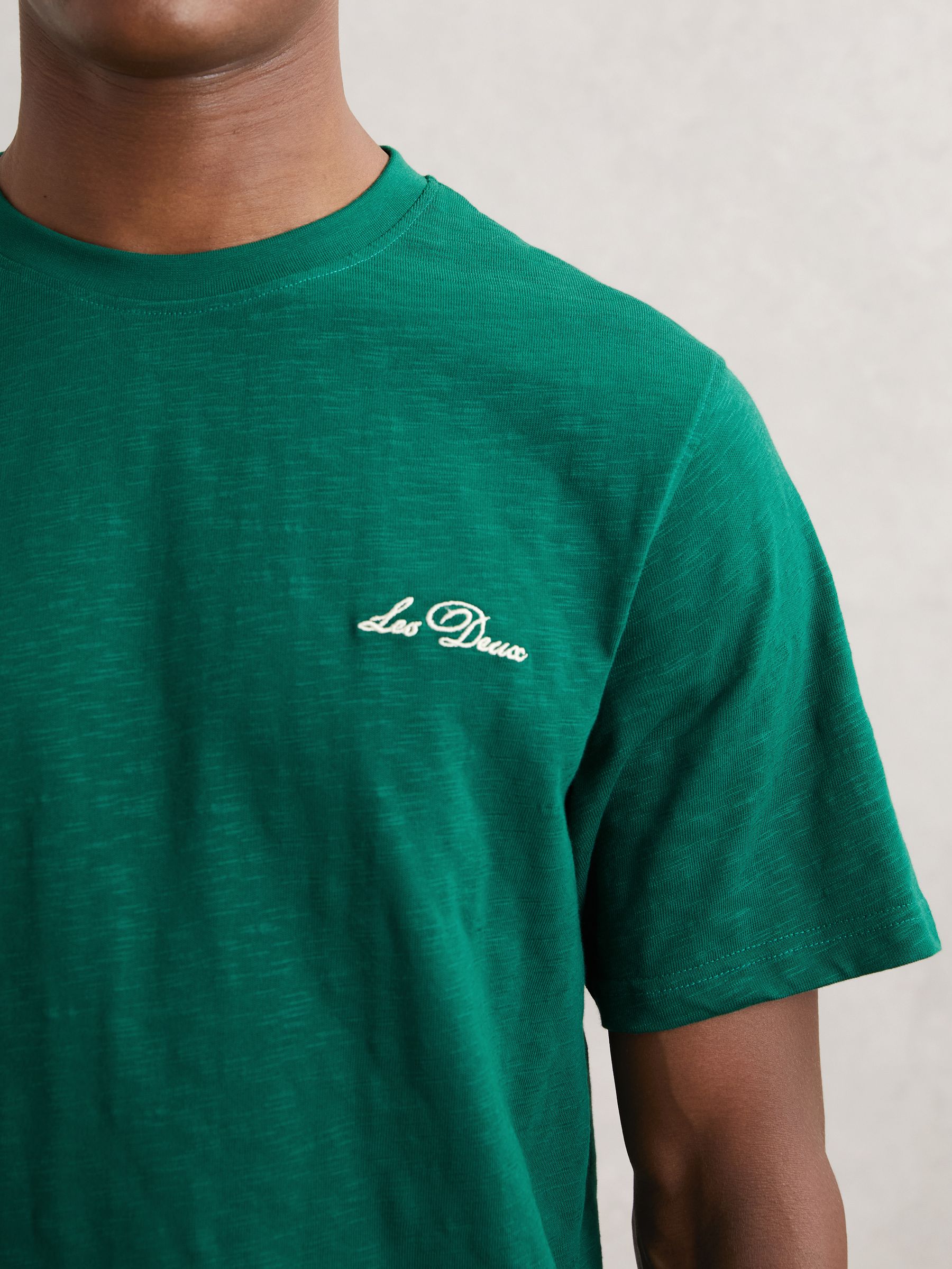 Les Deux Cotton Graphic-Print T-Shirt in Evergreen - Image 3 of 5