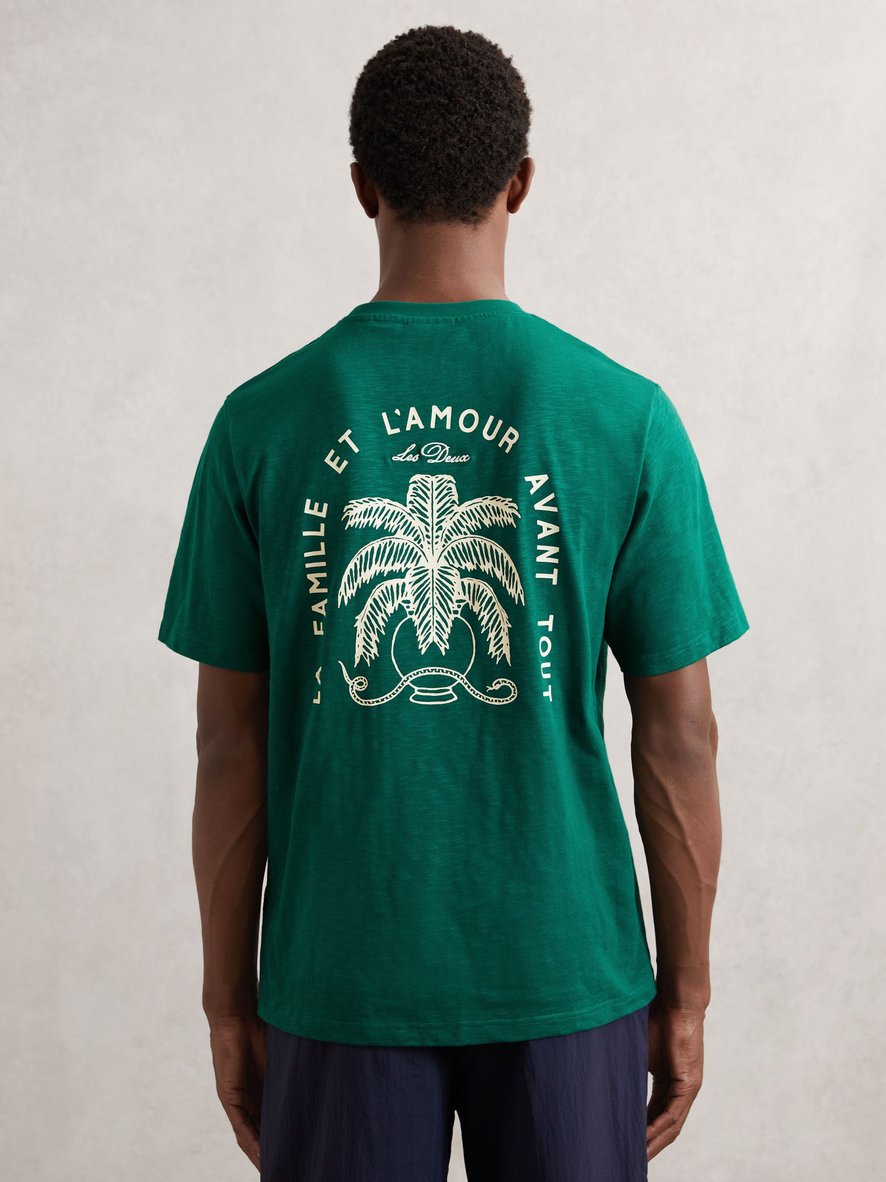 Les Deux Cotton Graphic-Print T-Shirt in Evergreen - Image 4 of 5