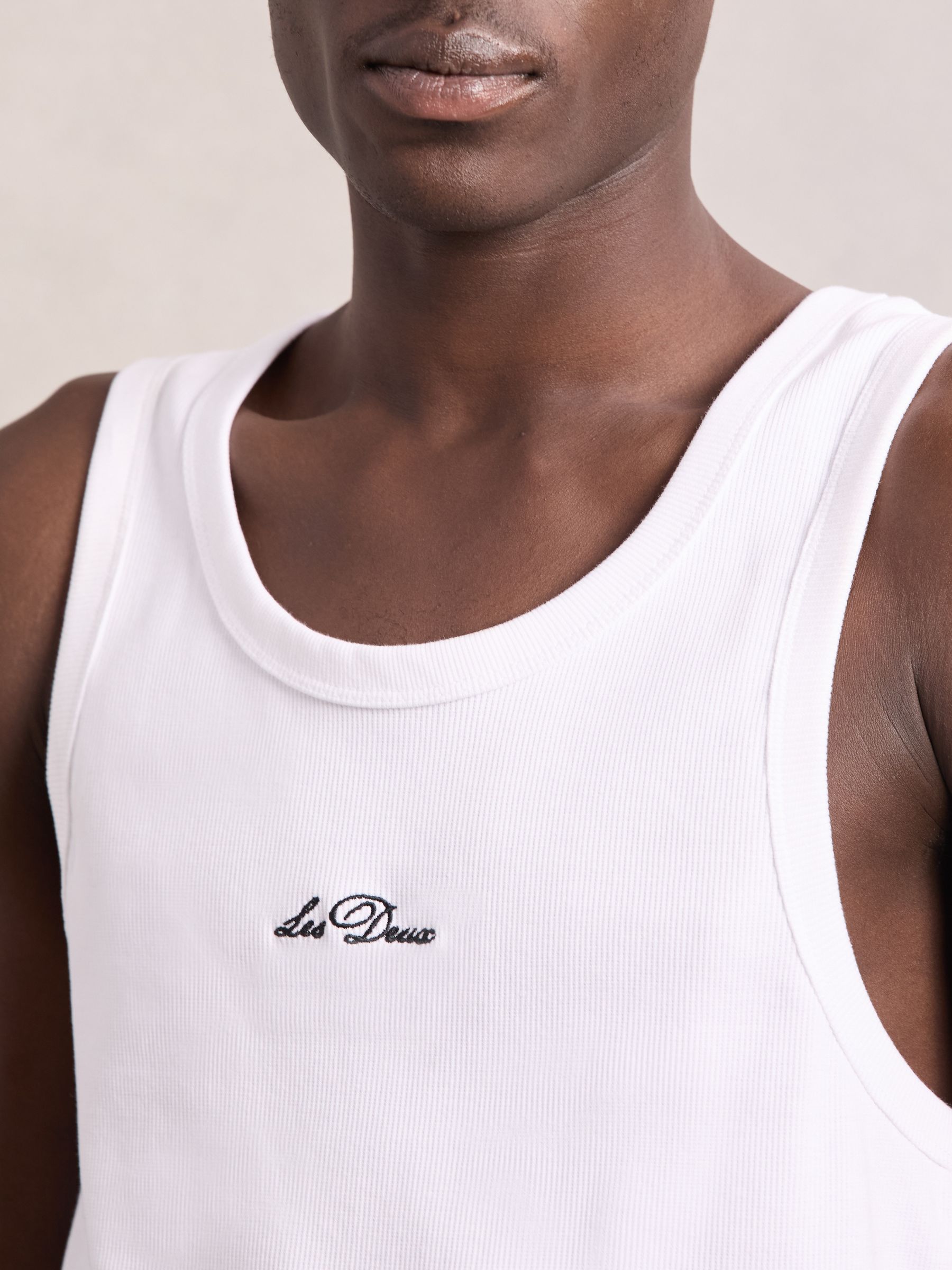Les Deux Cotton Logo-Embroidered Vest in White - Image 3 of 5