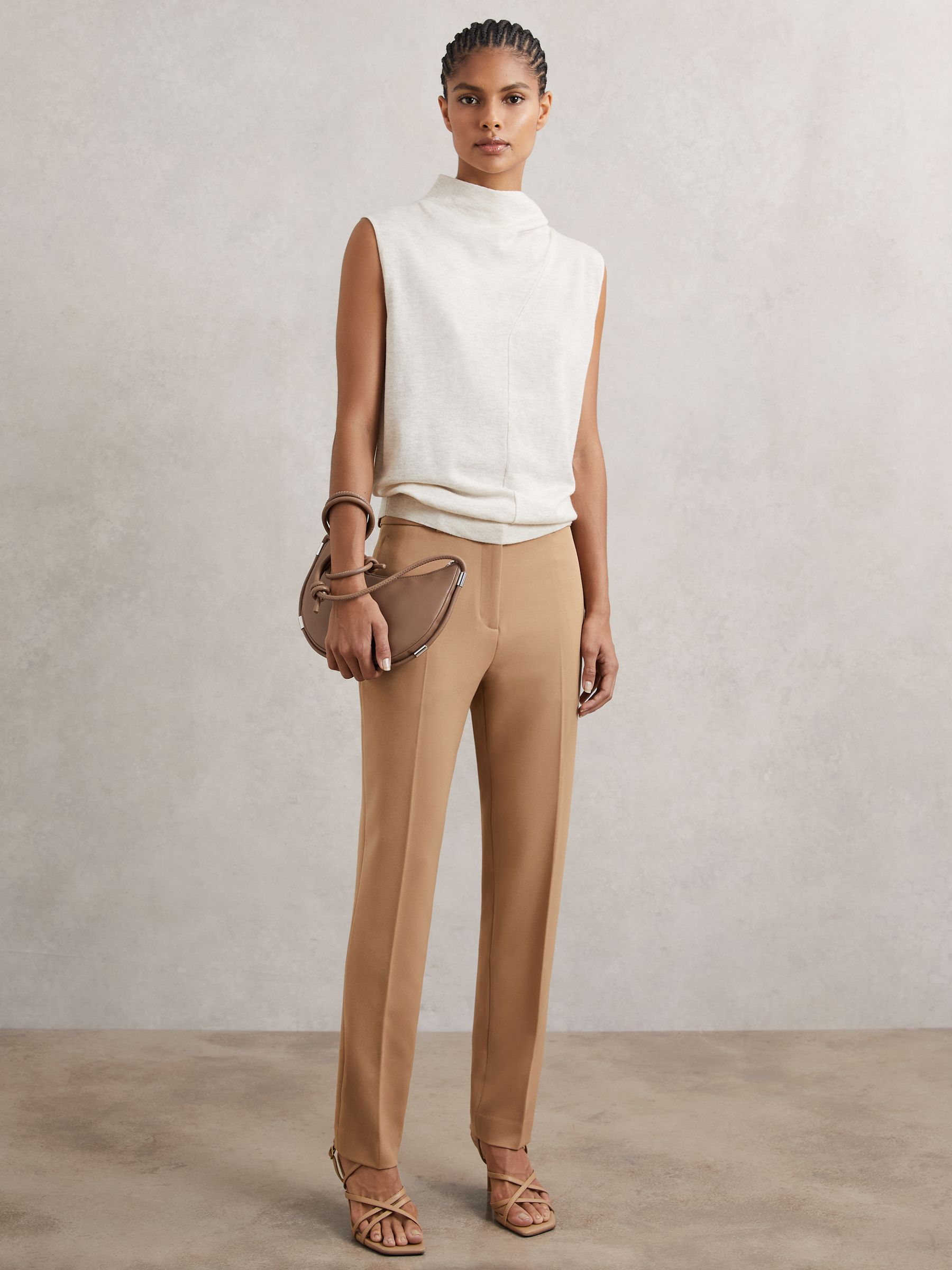 Slim Fit Suit Trousers in Camel - Image 1 of 6