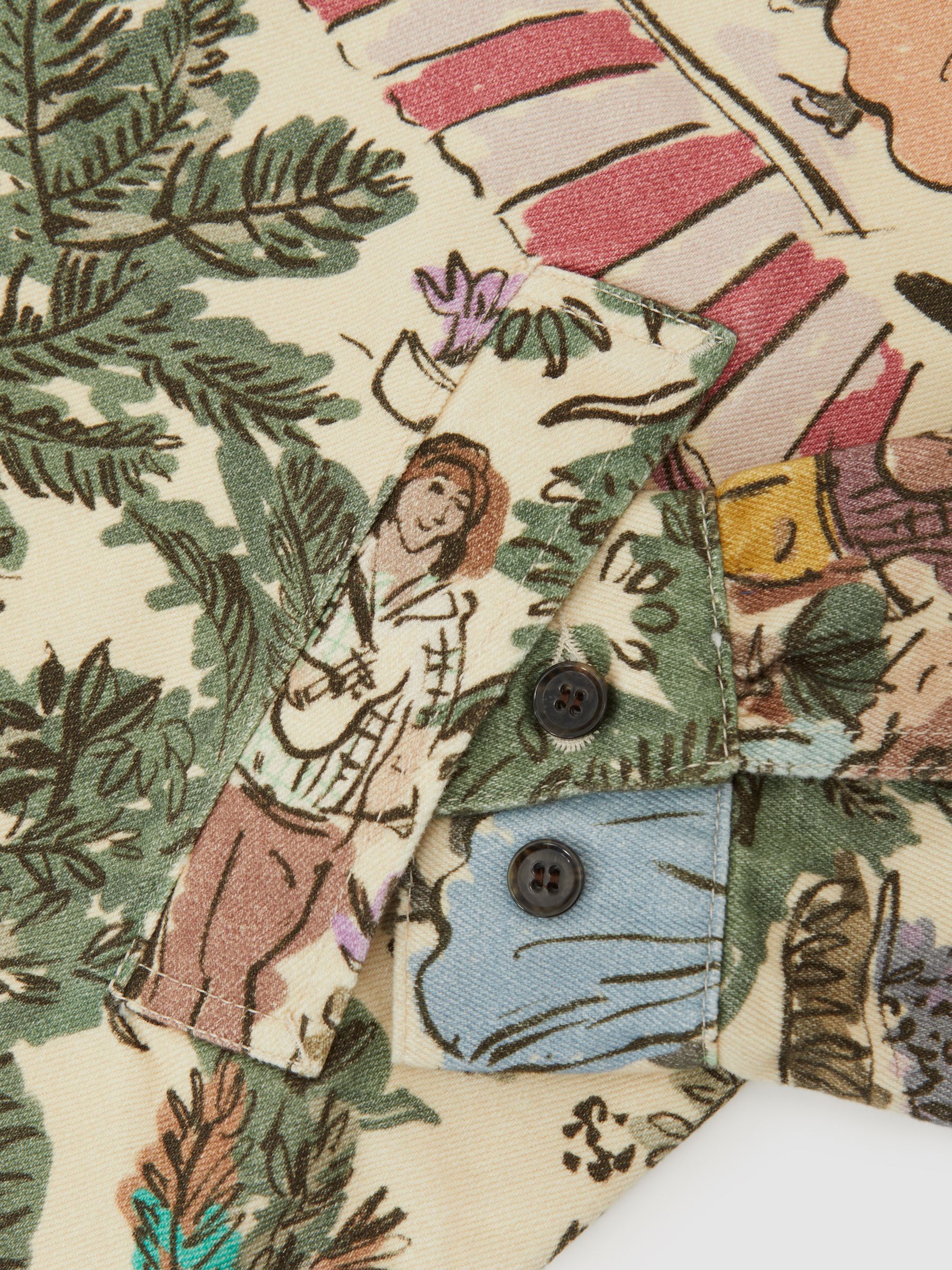 Les Deux Cotton Printed Worker Jacket in Oil Green - Image 5 of 5