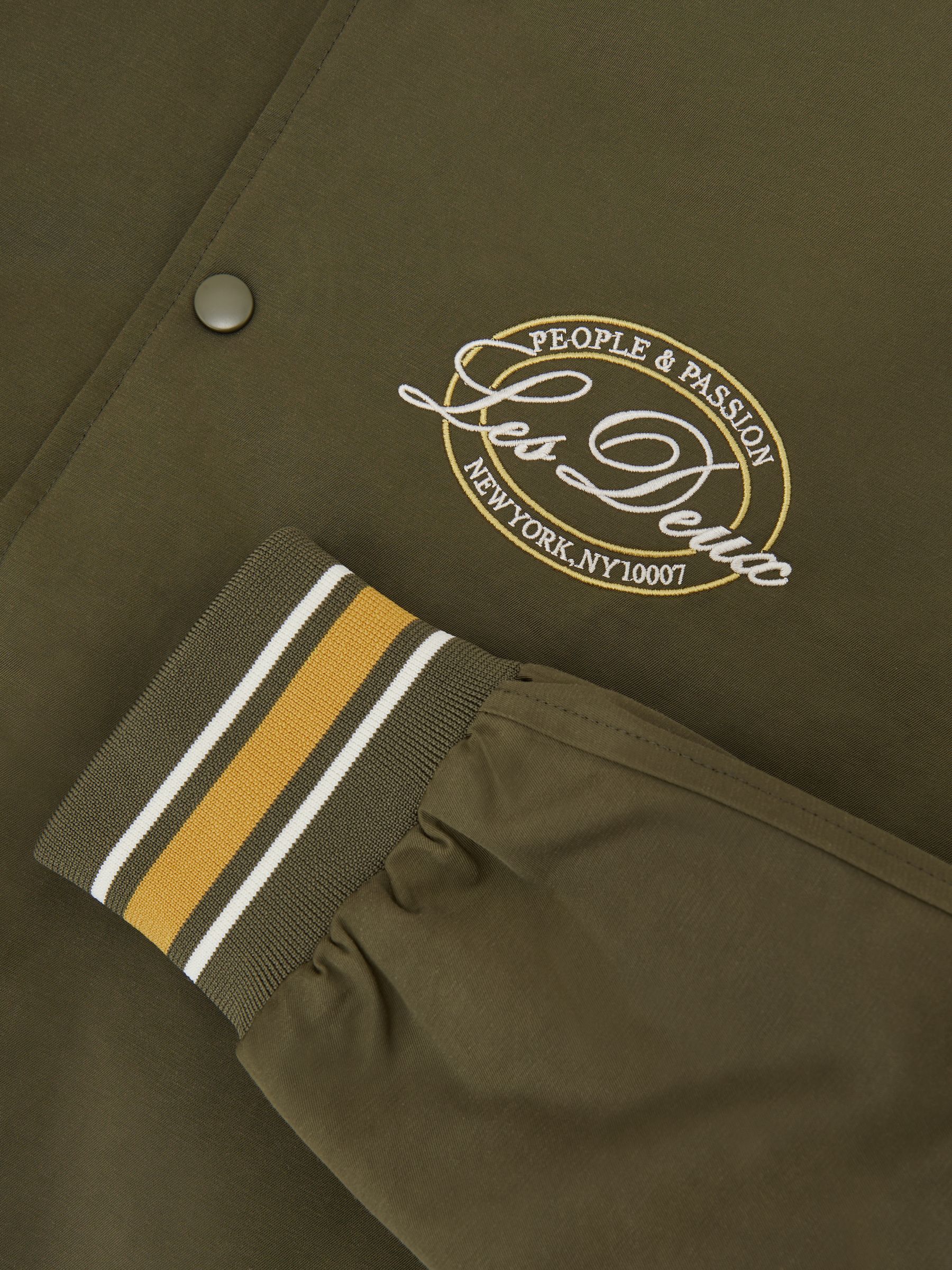 Les Deux Tech Varsity Jacket in Olive Night - image 3