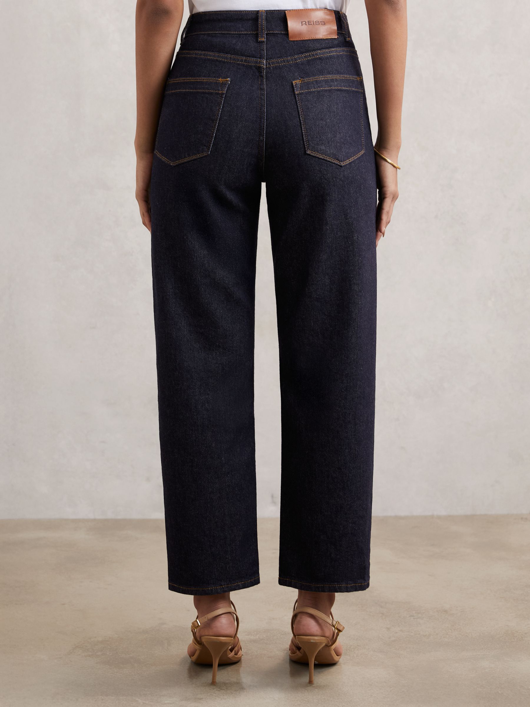 Petite Straight-Leg Patch-Pocket Jeans in Dark Blue - Image 7 of 9