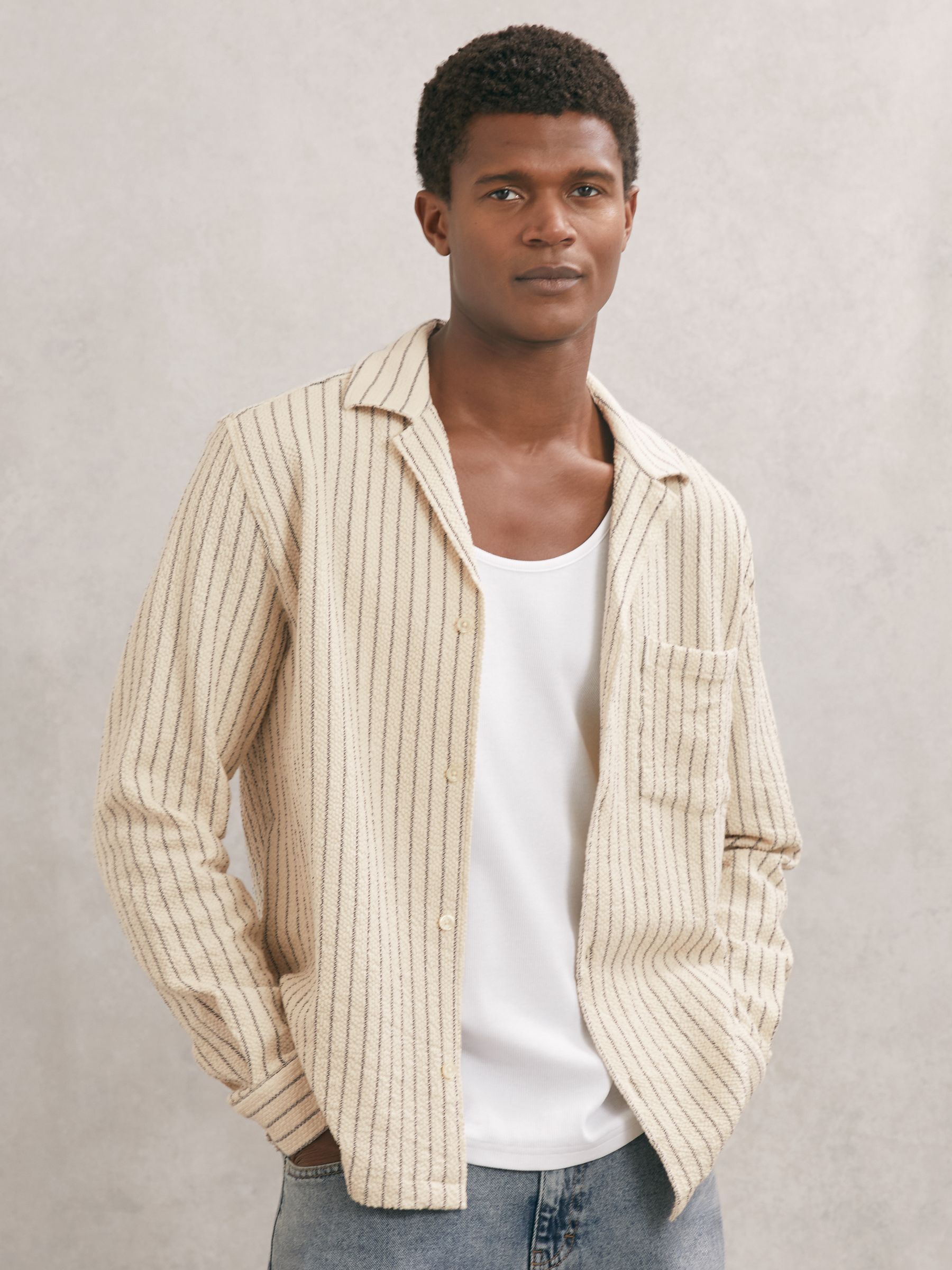 Les Deux Textured Stripe Overshirt