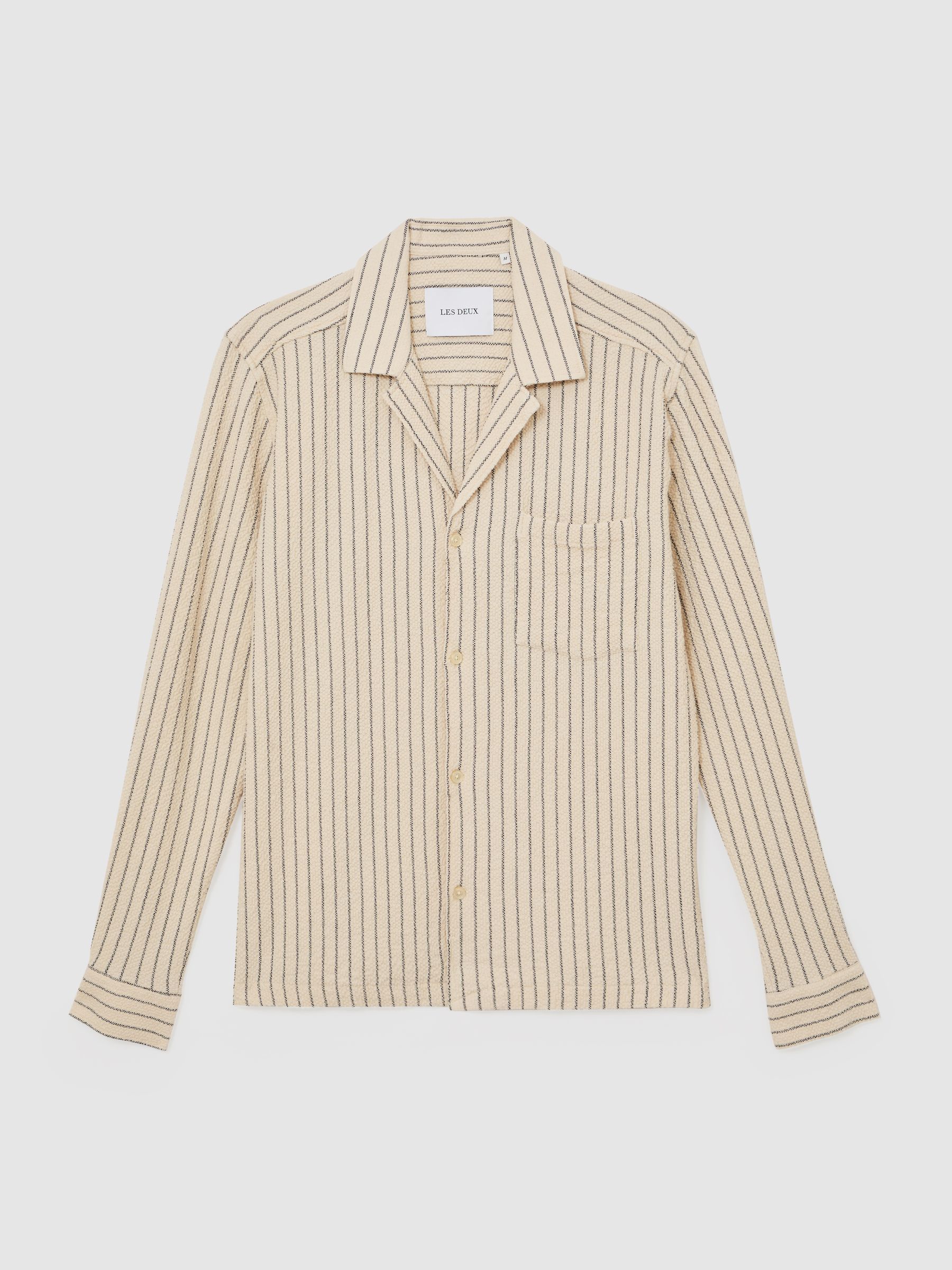 Les Deux Textured Stripe Overshirt in Ivory - Image 2 of 5