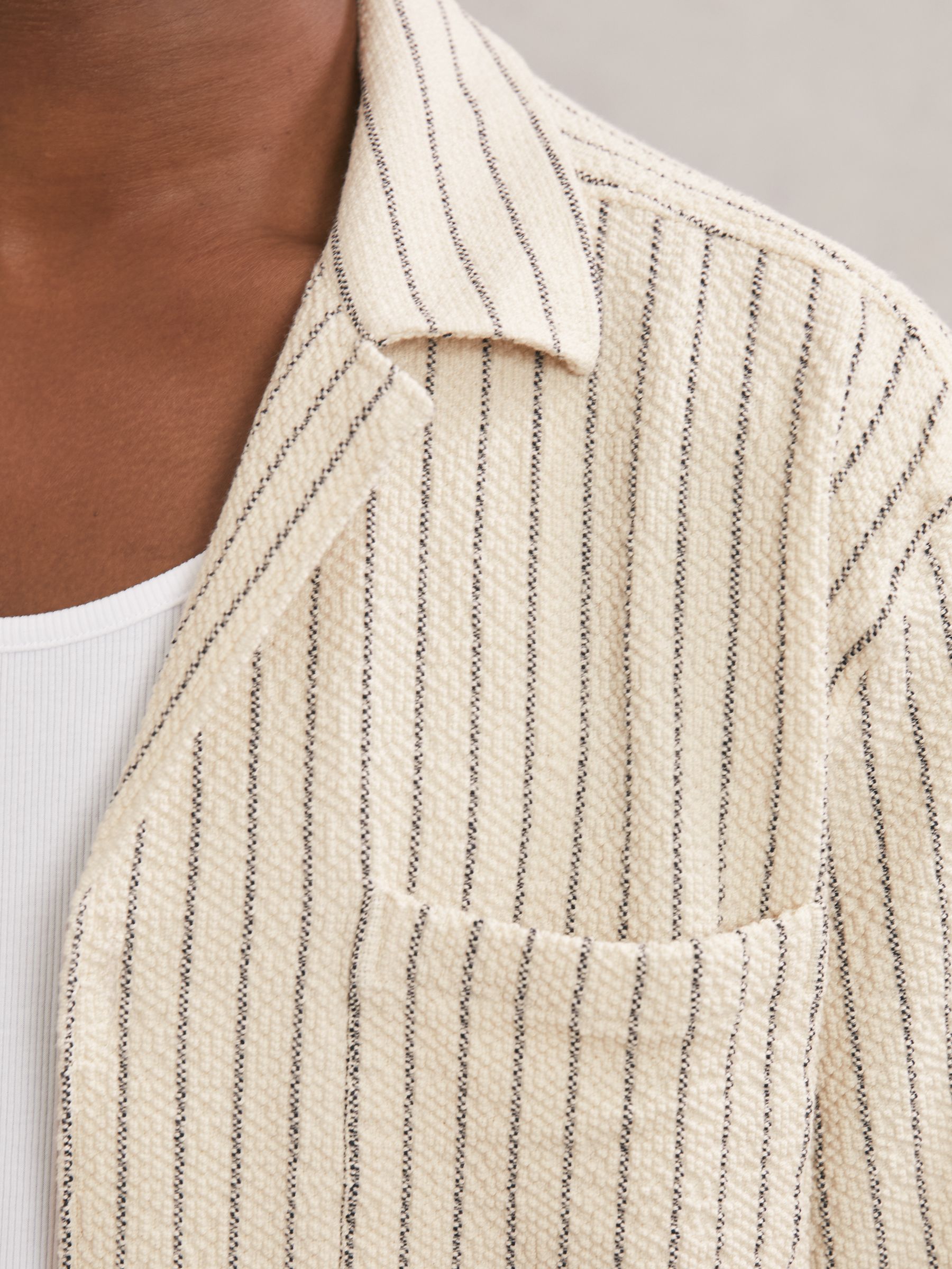 Les Deux Textured Stripe Overshirt in Ivory - Image 3 of 5