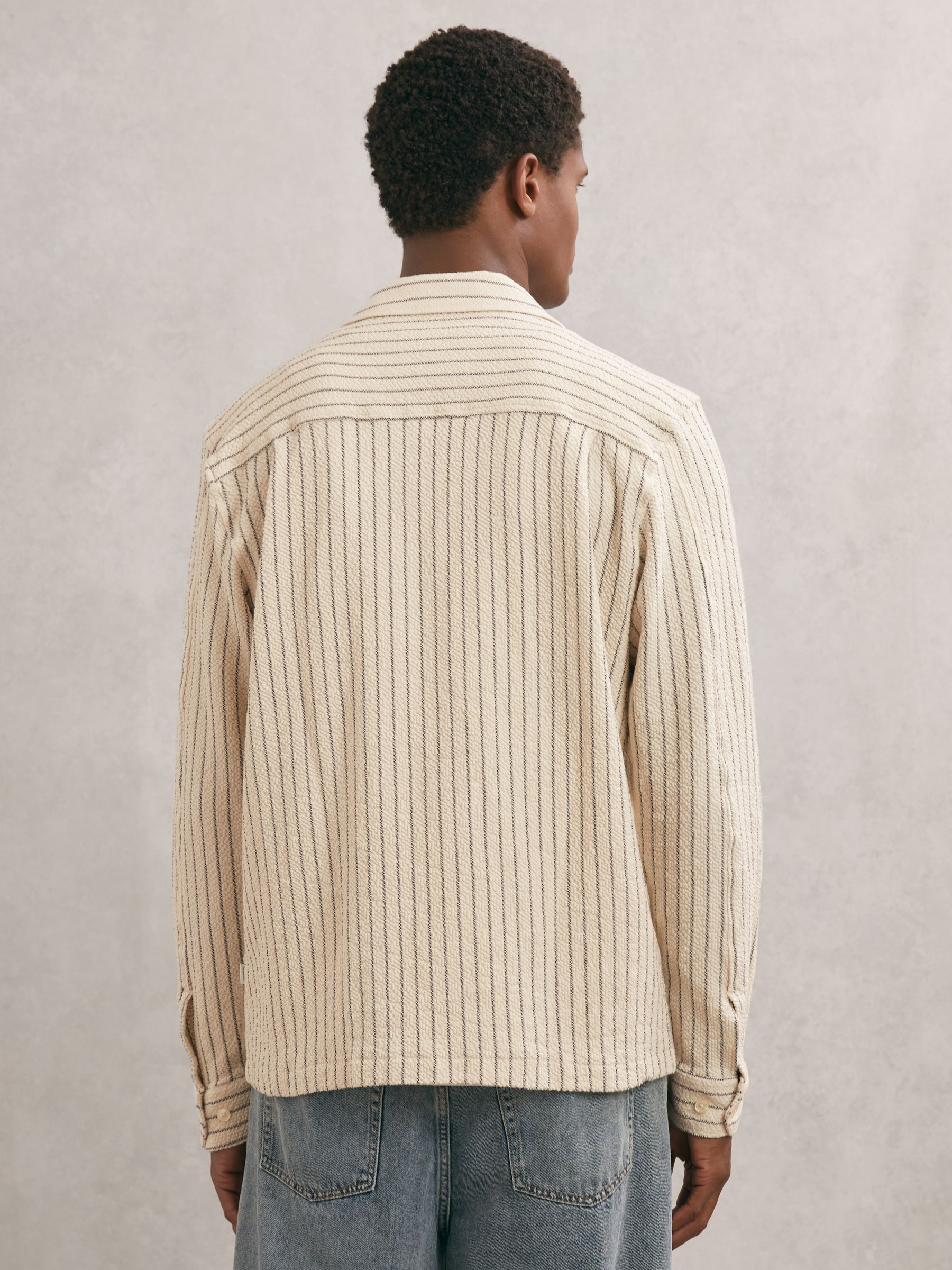Les Deux Textured Stripe Overshirt in Ivory - Image 4 of 5